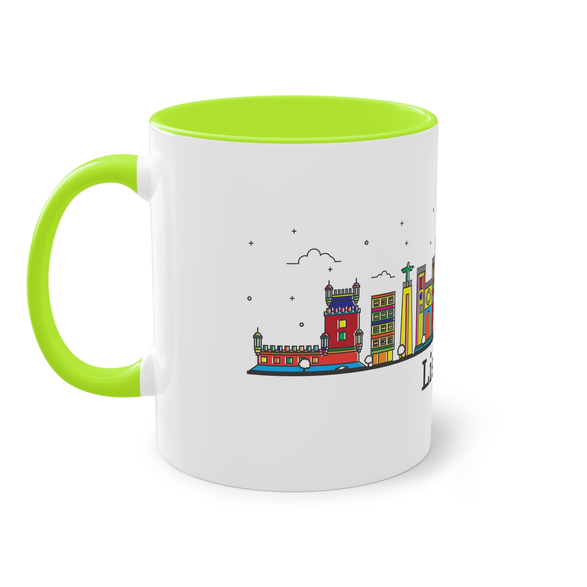 Lisbon Outline Bold Color Two Tone Coffee Mug 11oz - Image 27