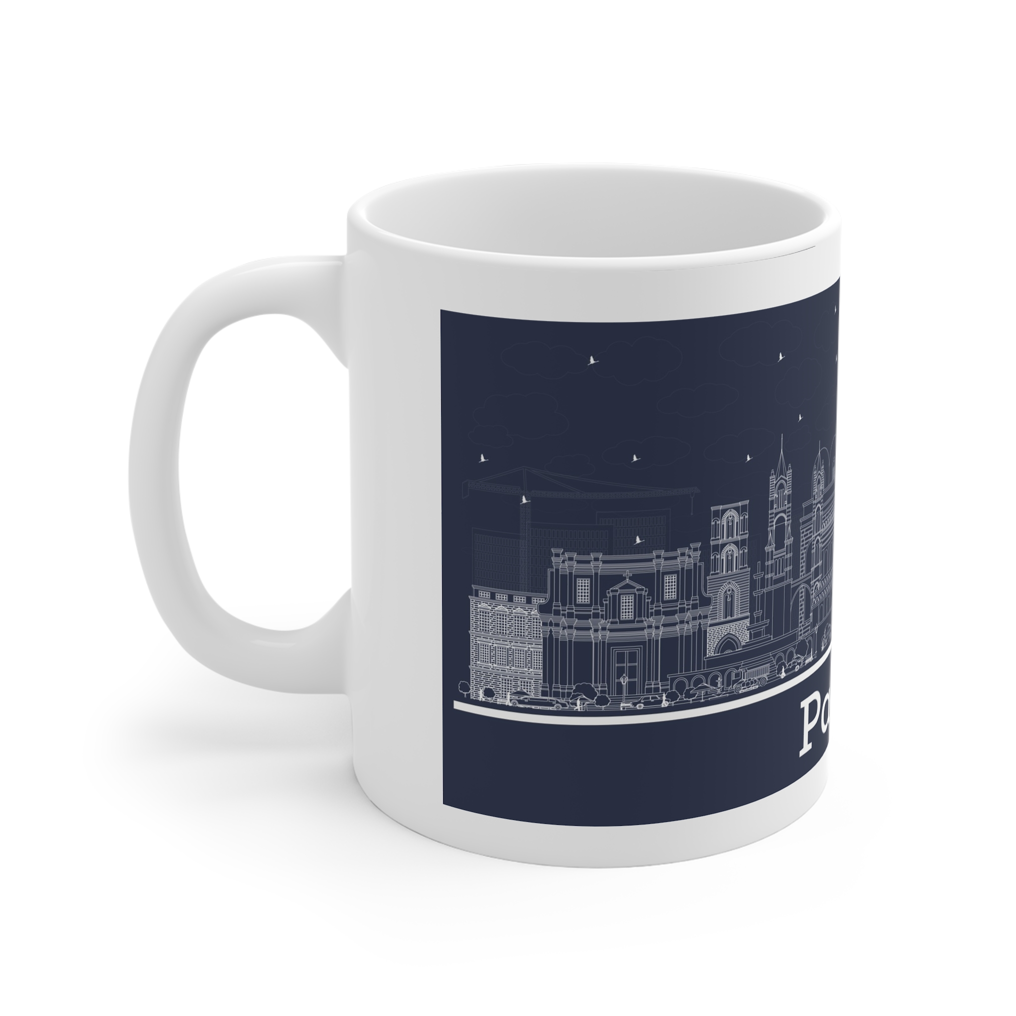 Palermo Outline Inverse 11oz White Mug - Image 2