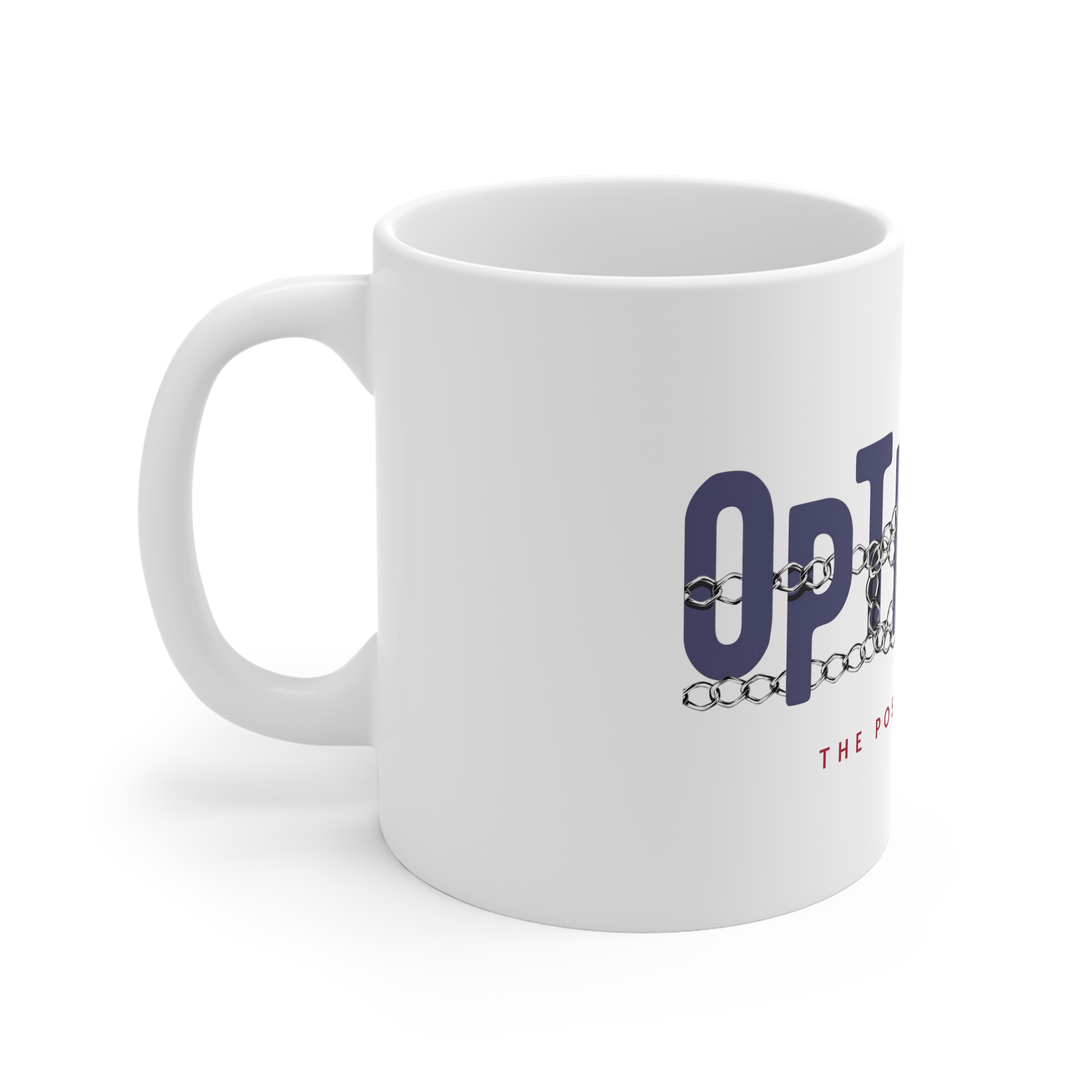 Optimism Typography Slogan With Silver Chain Lace Vector Illustration Drawn By Hand 11oz White Mug - Image 2