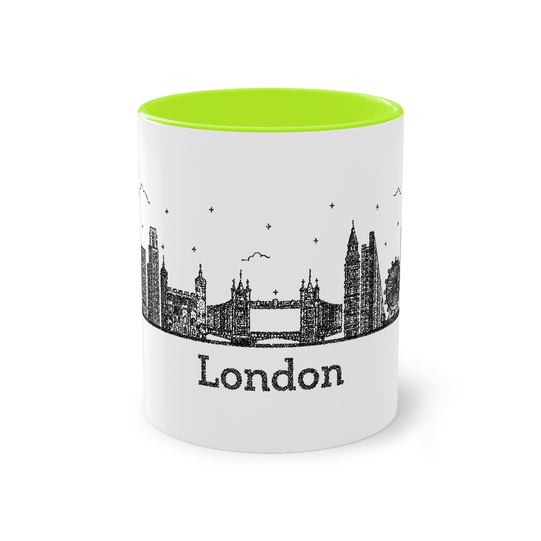 London Outline Bold Color Texture Two Tone Coffee Mug 11oz - Image 25