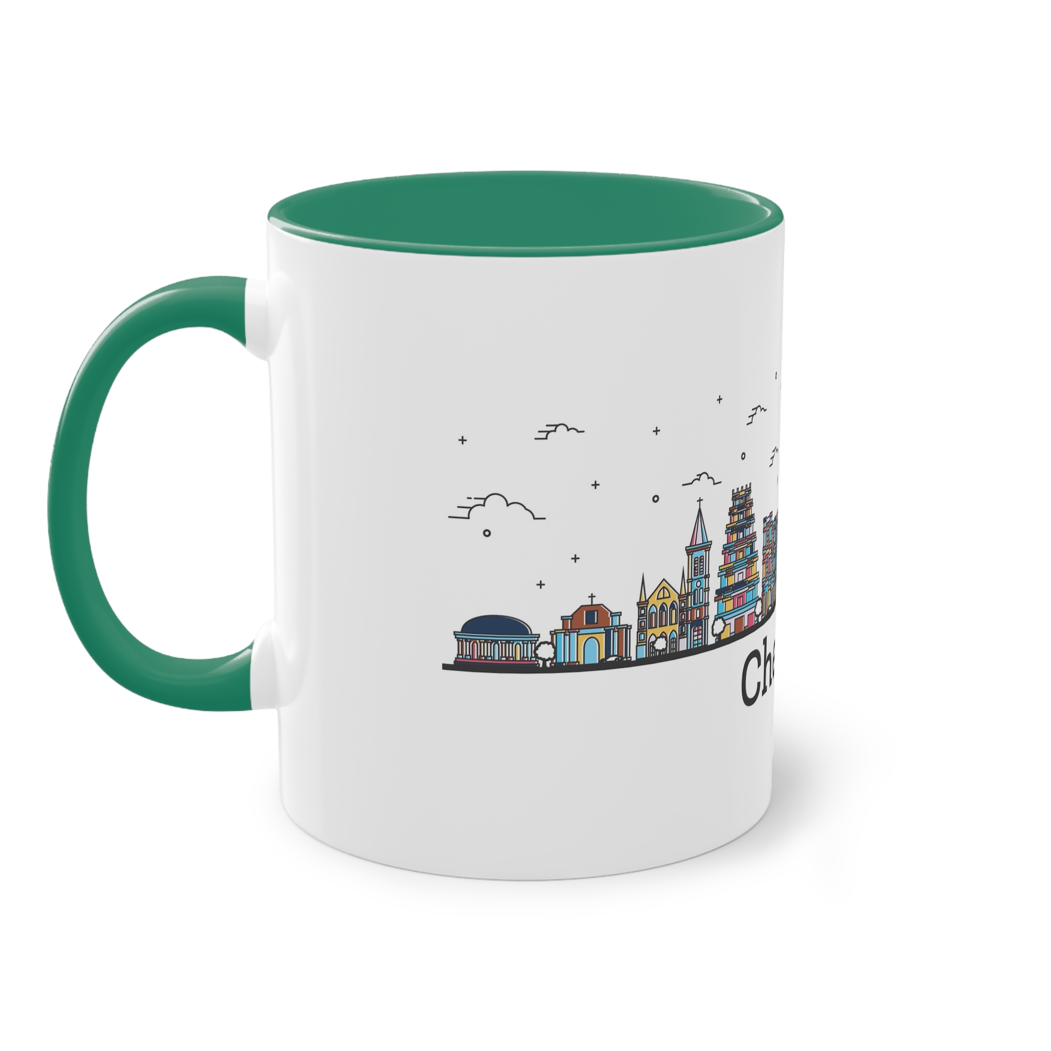 Chennai Outline Bold Color Two Tone Coffee Mug 11oz - Image 31