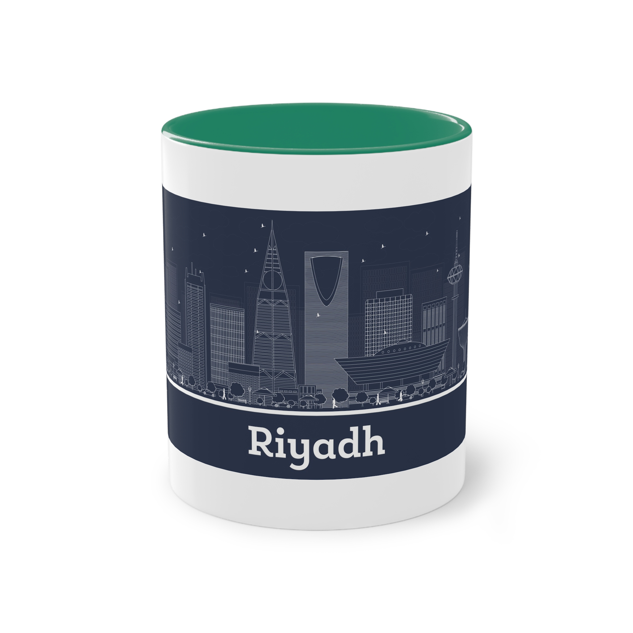 Riyadh Outline Inverse Two Tone Coffee Mug 11oz - Image 29