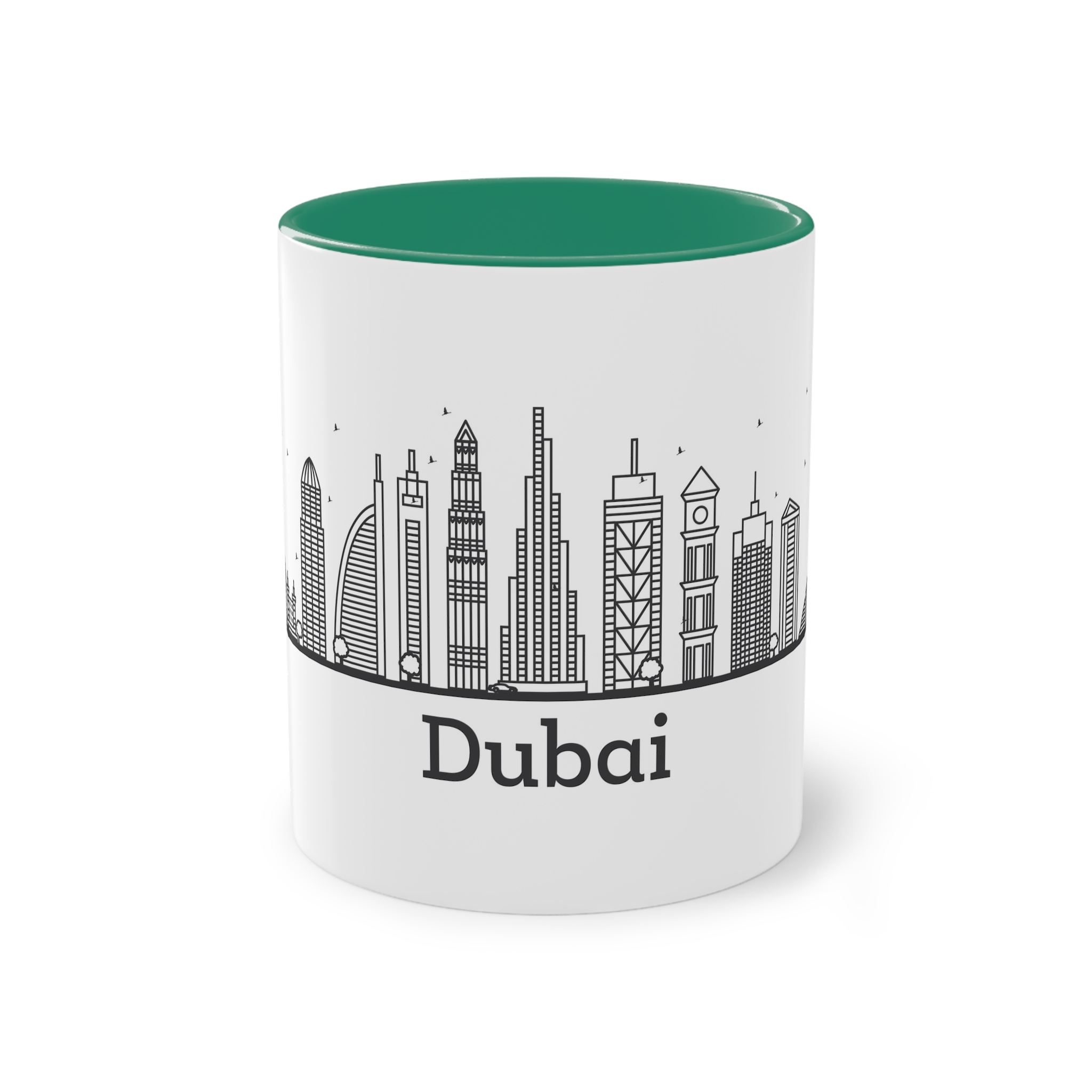 Dubai Outline Bold Two Tone Coffee Mug 11oz - Image 29