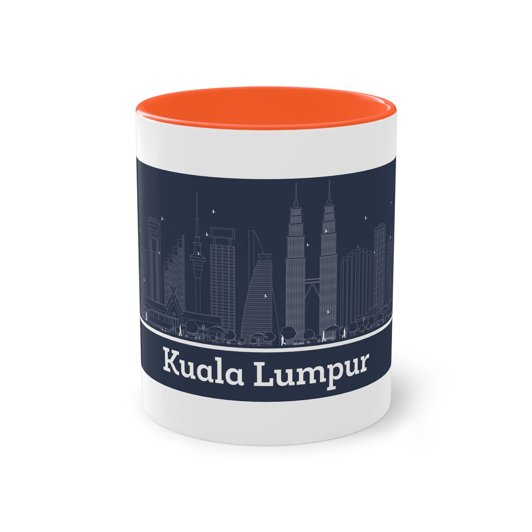 Kuala Lumpur Outline Inverse Two Tone Coffee Mug 11oz - Image 13
