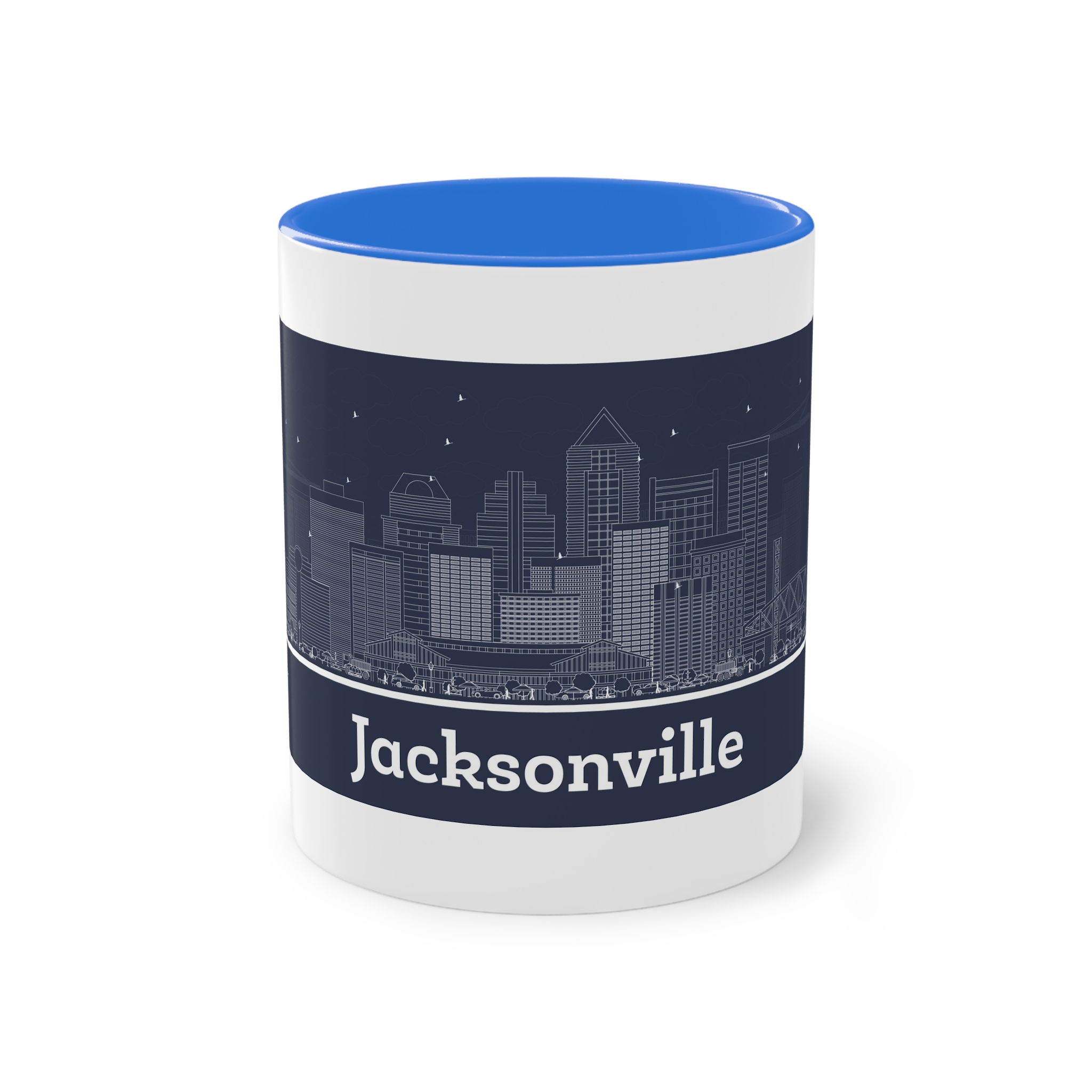 Jacksonville Outline Inverse Two Tone Coffee Mug 11oz - Image 37