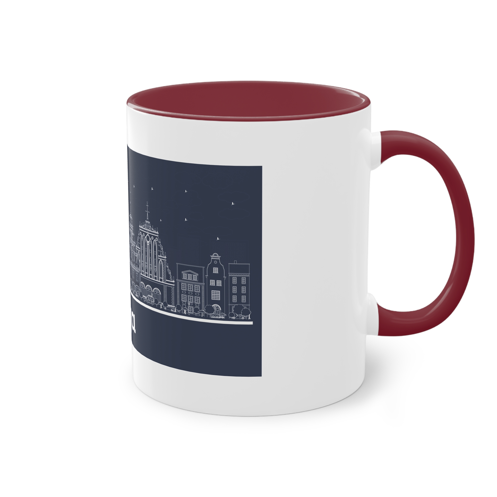 Riga Outline Inverse Two Tone Coffee Mug 11oz - Image 8