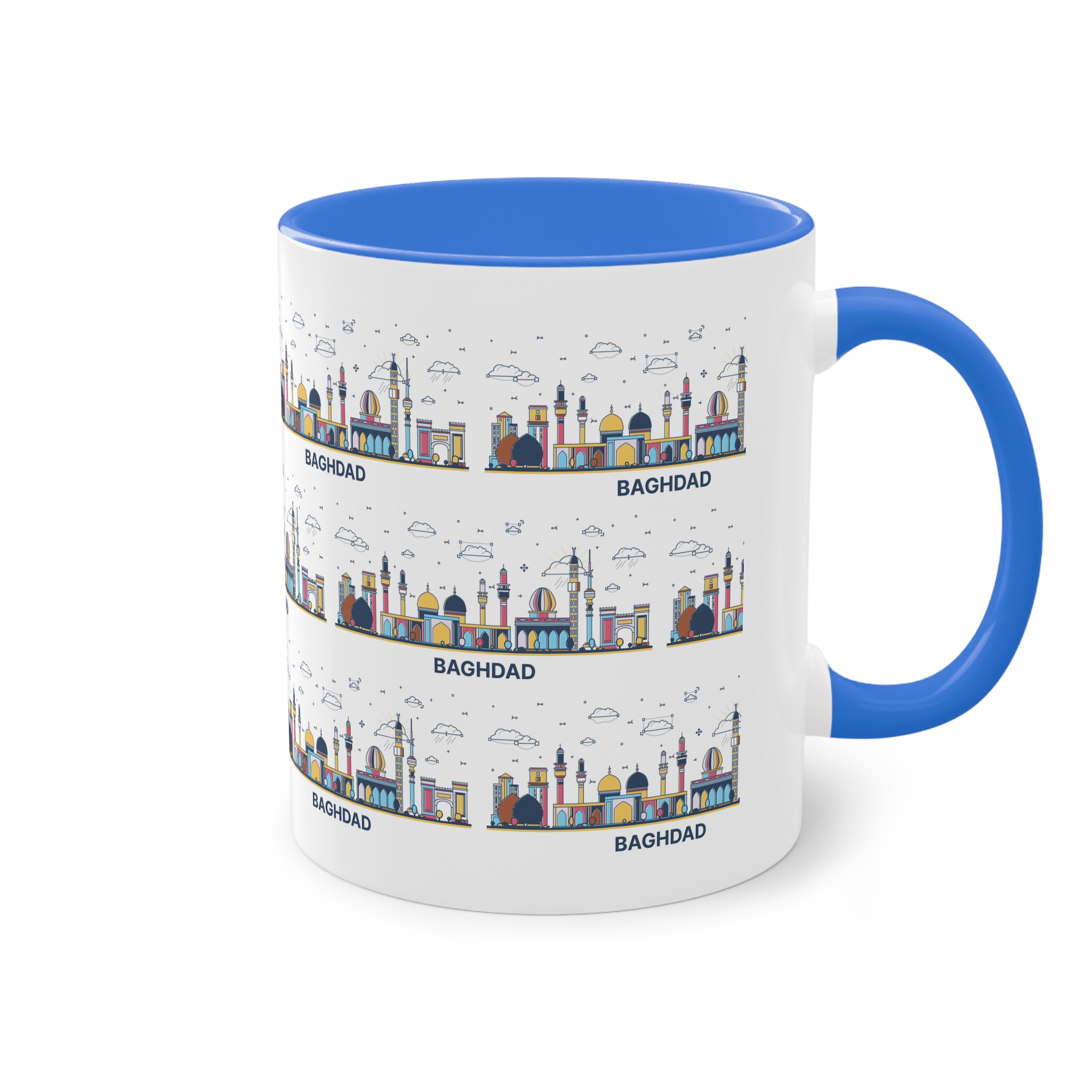 Baghdad Outline Bold Color Two Tone Coffee Mug 11oz - Image 40