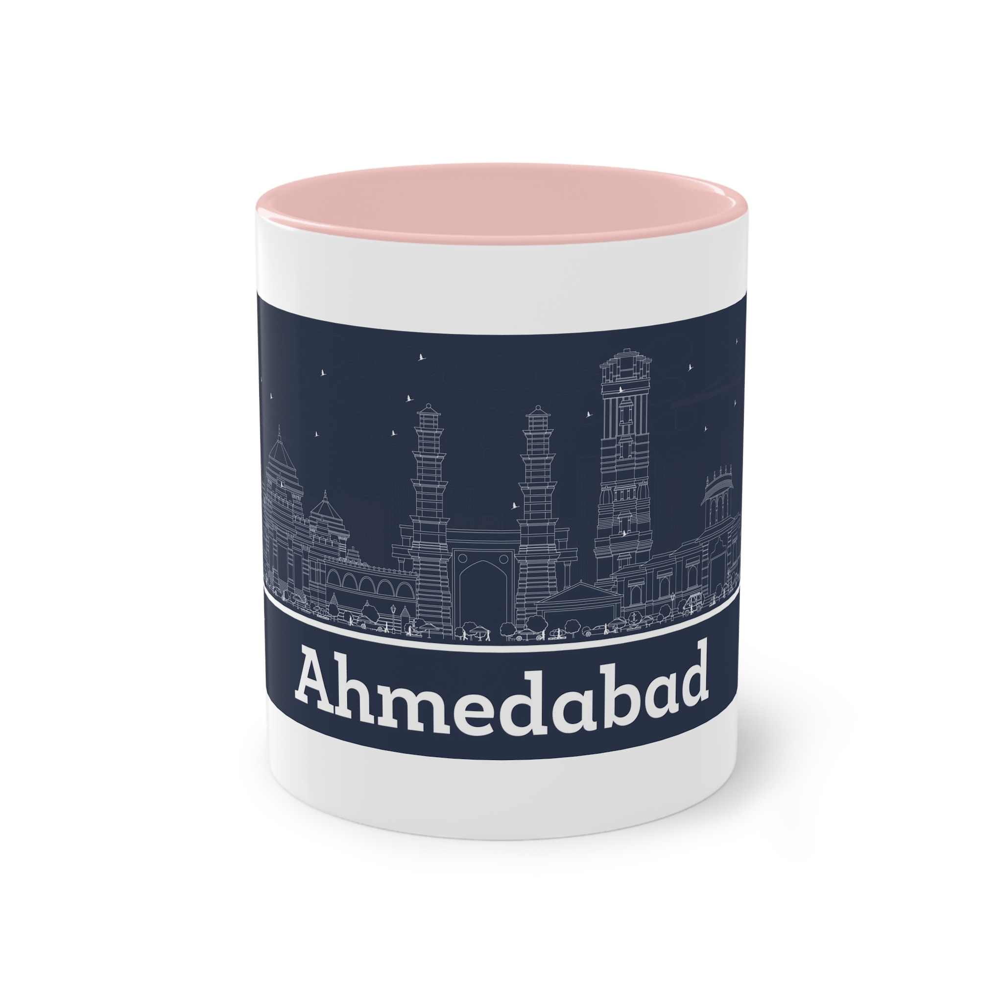 Ahmedabad Outline Inverse Two Tone Coffee Mug 11oz - Image 45