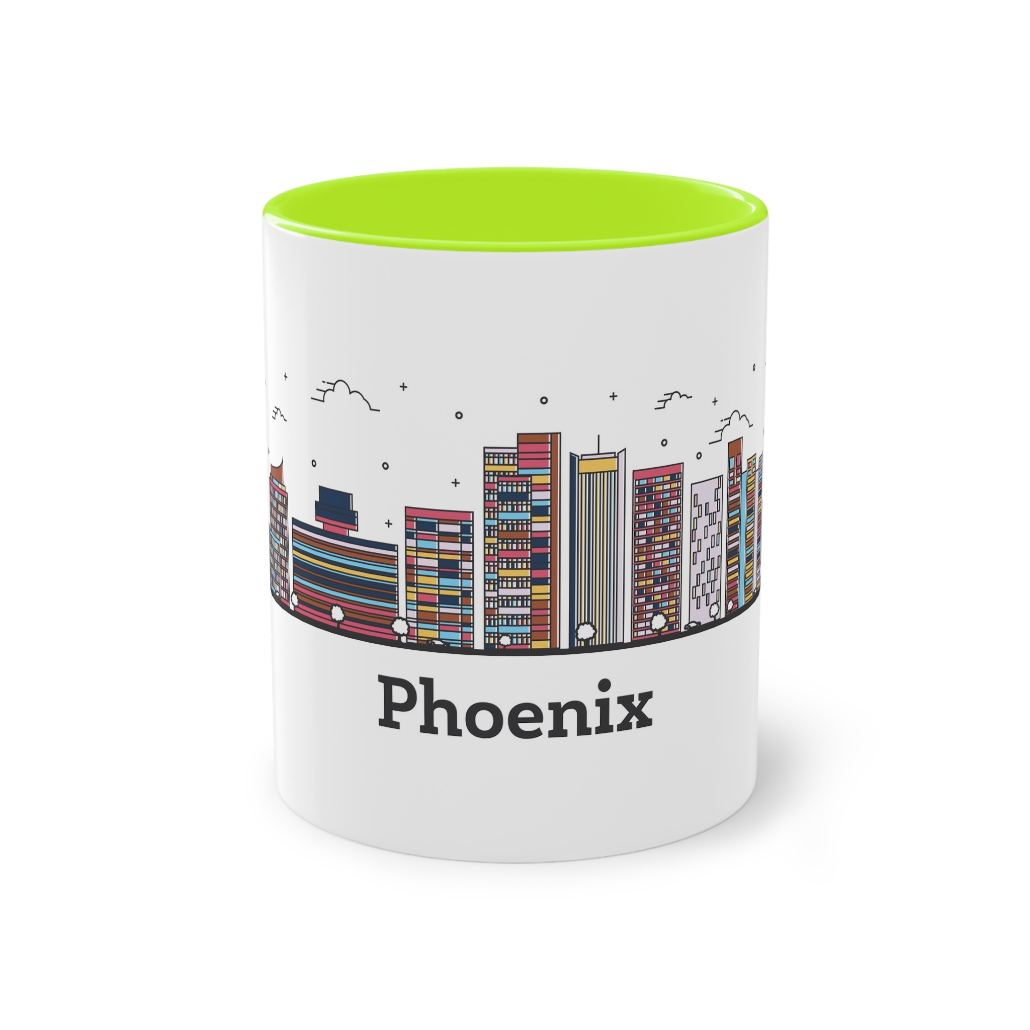 Phoenix Outline Bold Color Two Tone Coffee Mug 11oz - Image 25