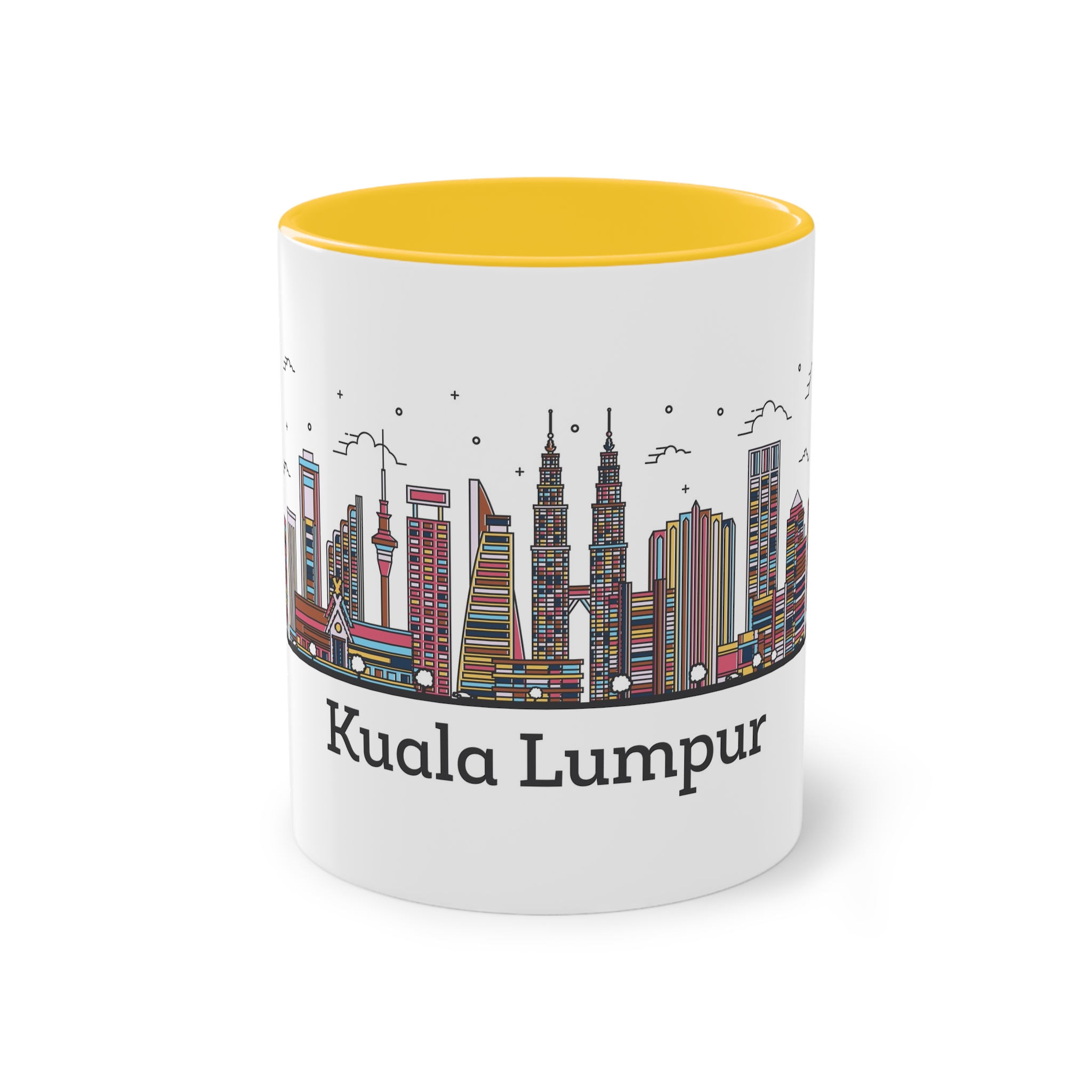 Kuala Lumpur Outline Bold Color Two Tone Coffee Mug 11oz - Image 17