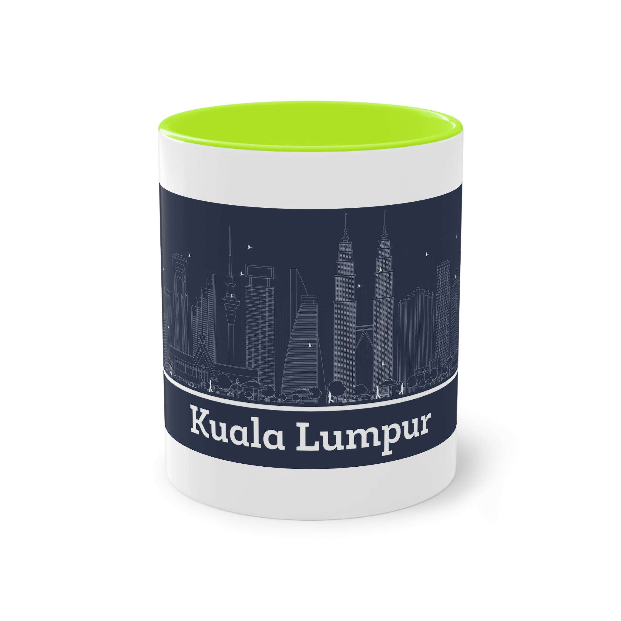 Kuala Lumpur Outline Inverse Two Tone Coffee Mug 11oz - Image 25