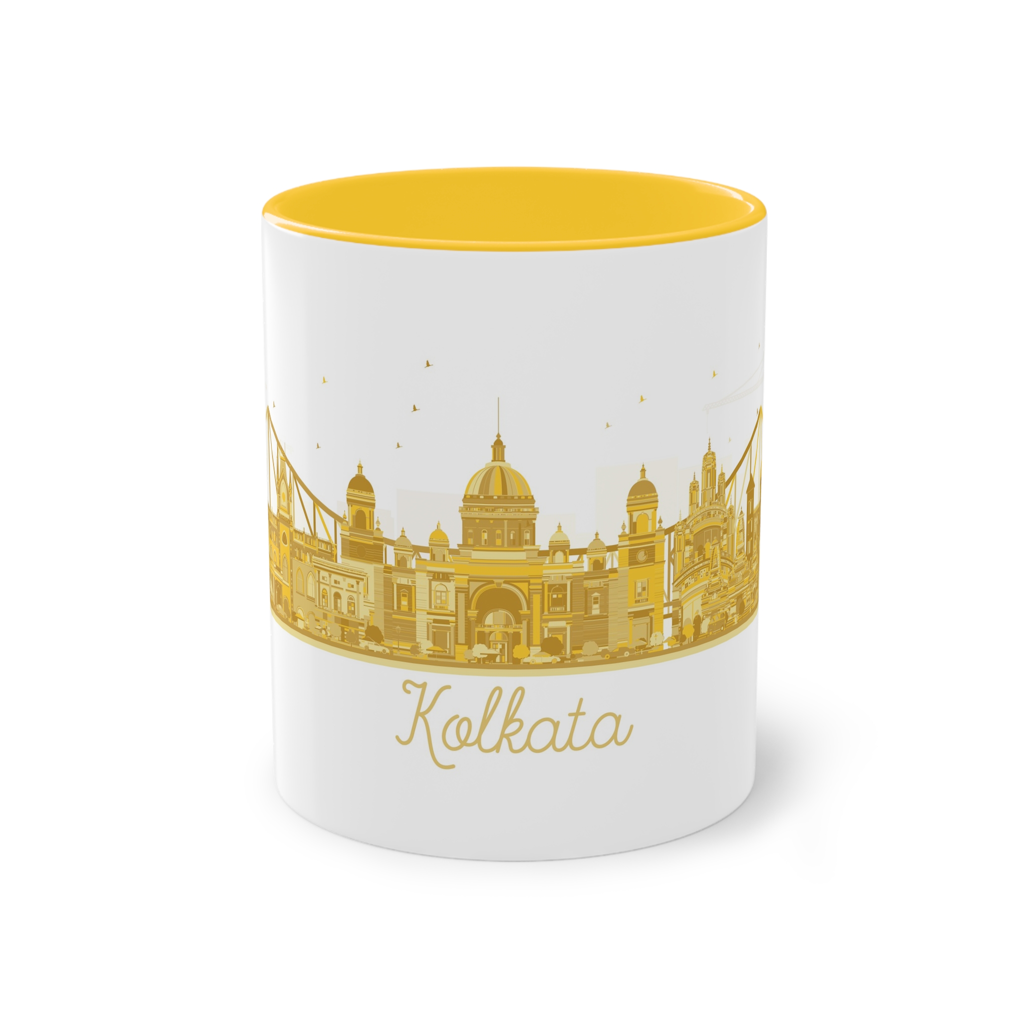 Kolkata Silhouette Golden 1 Two Tone Coffee Mug 11oz - Image 17