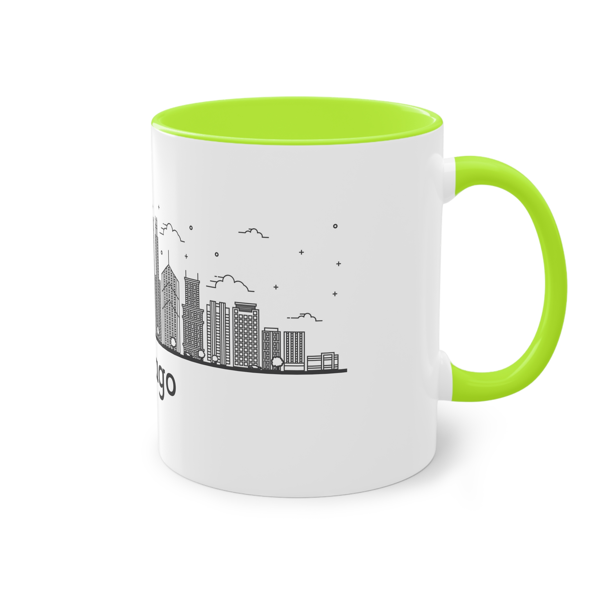 Chicago Outline Bold Two Tone Coffee Mug 11oz - Image 28