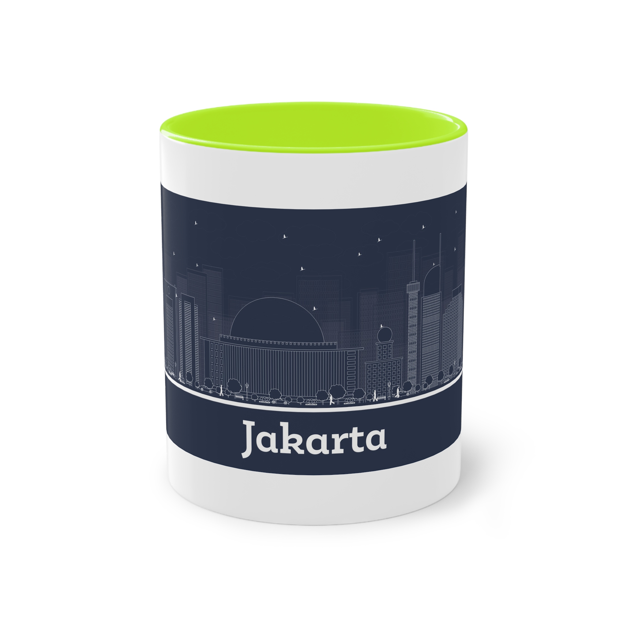Jakarta Outline Inverse Two Tone Coffee Mug 11oz - Image 25
