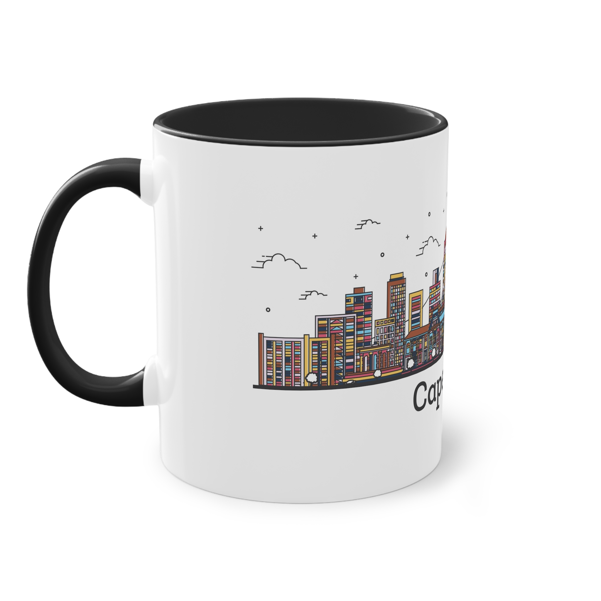 Cape Town Outline Bold Color Two Tone Coffee Mug 11oz - Image 11