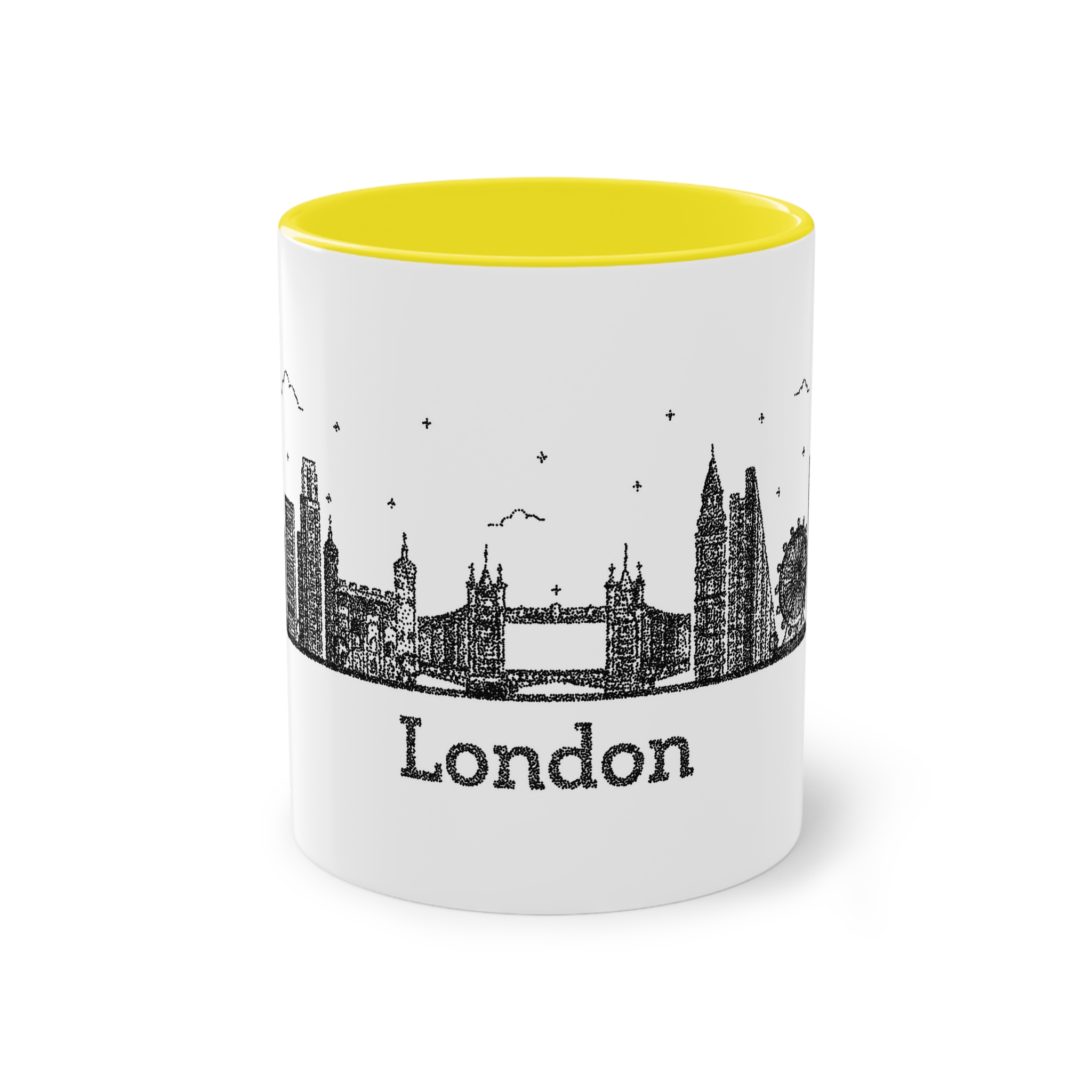 London Outline Bold Color Texture Two Tone Coffee Mug 11oz - Image 21