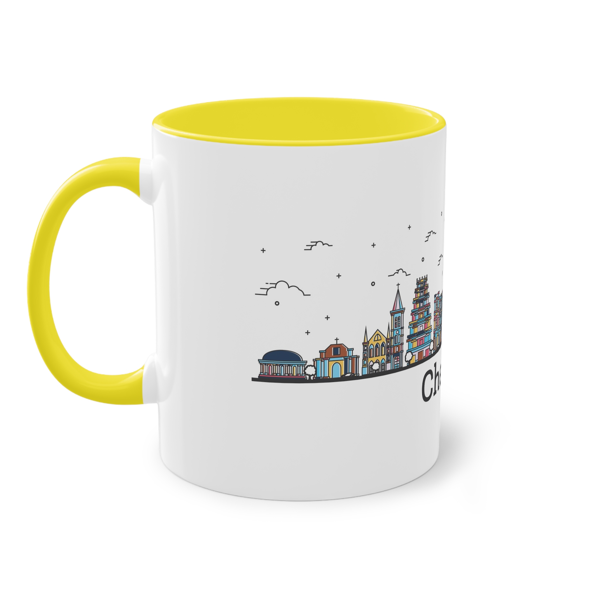 Chennai Outline Bold Color Two Tone Coffee Mug 11oz - Image 23