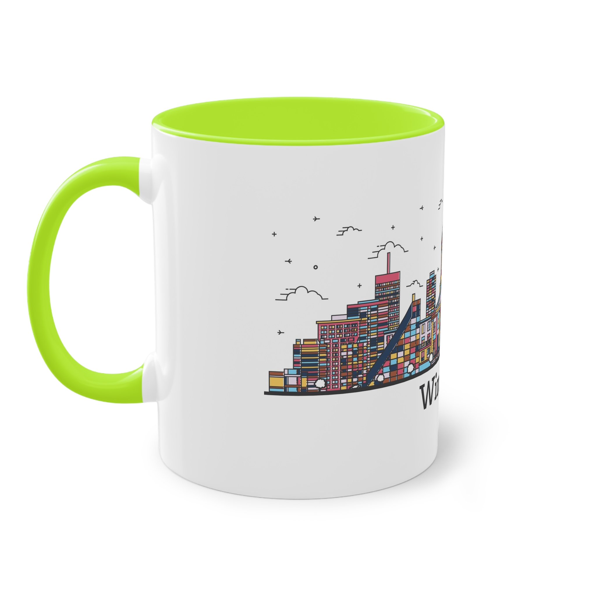 Winnipeg Outline Bold Color Two Tone Coffee Mug 11oz - Image 27