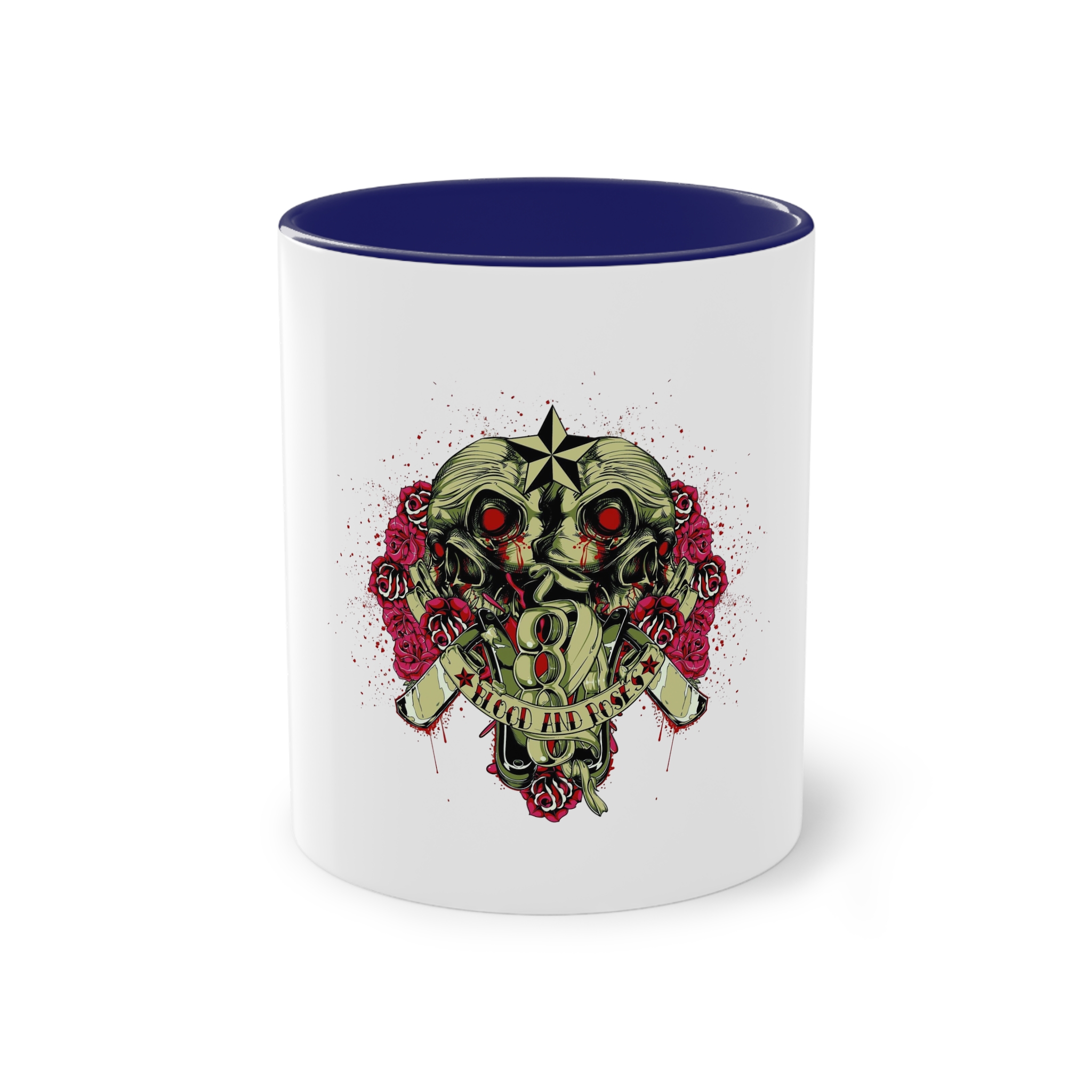 Back Back Zombie Skulls With Blades Knuckle Duster Two Tone Coffee Mug 11oz - Image 41