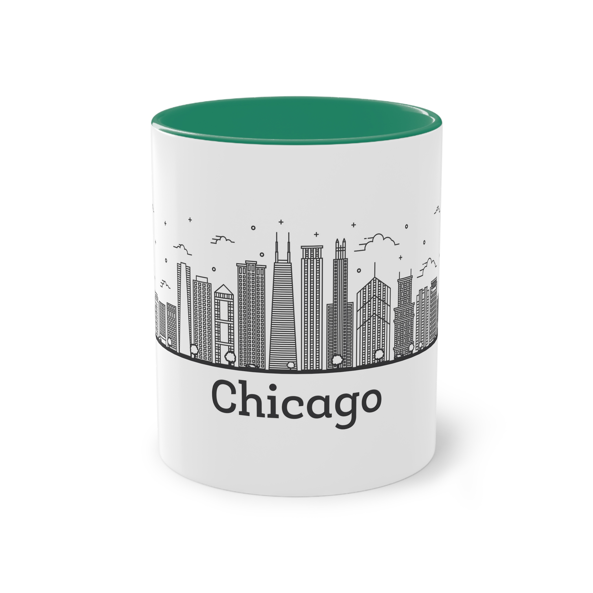 Chicago Outline Bold Two Tone Coffee Mug 11oz - Image 29