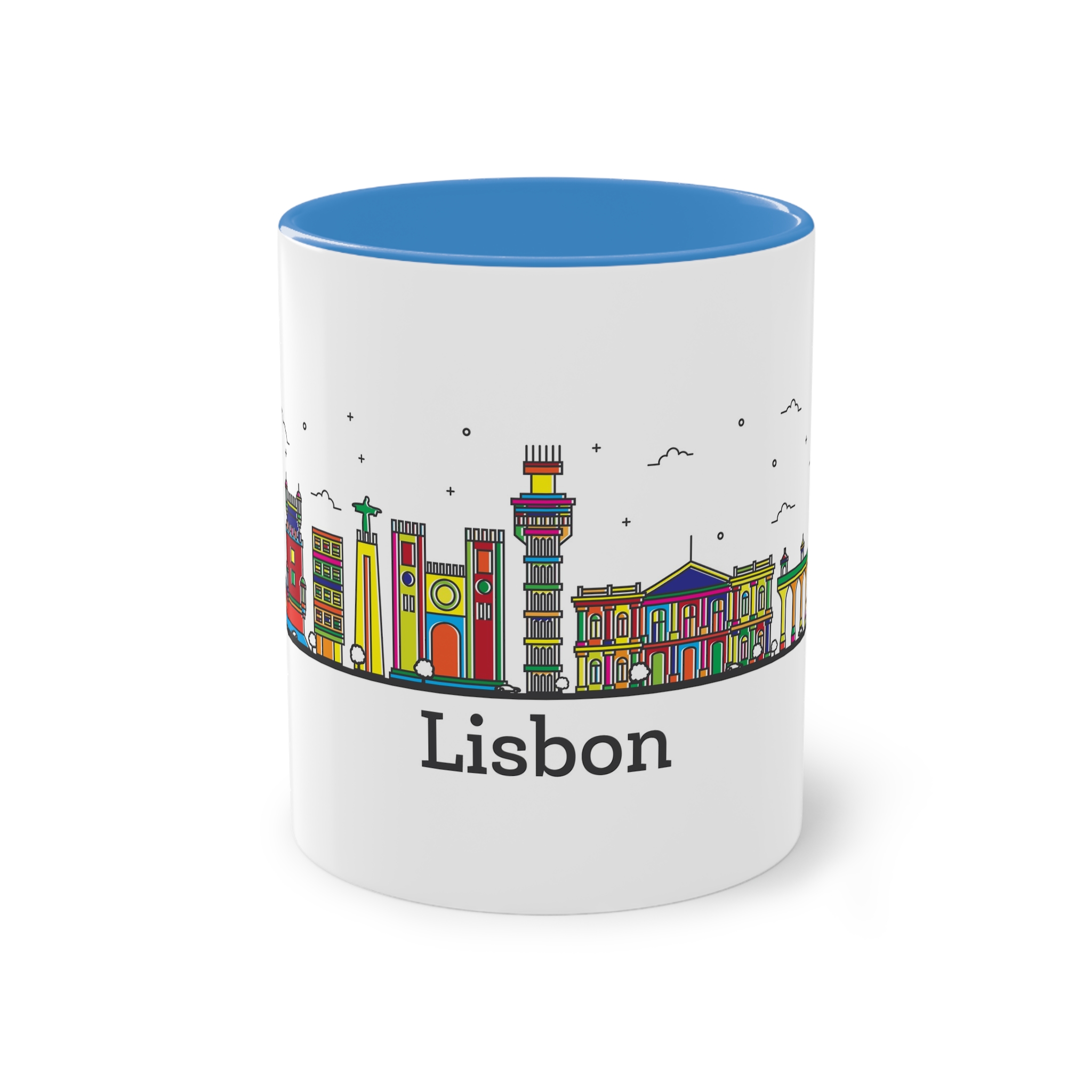Lisbon Outline Bold Color Two Tone Coffee Mug 11oz - Image 33