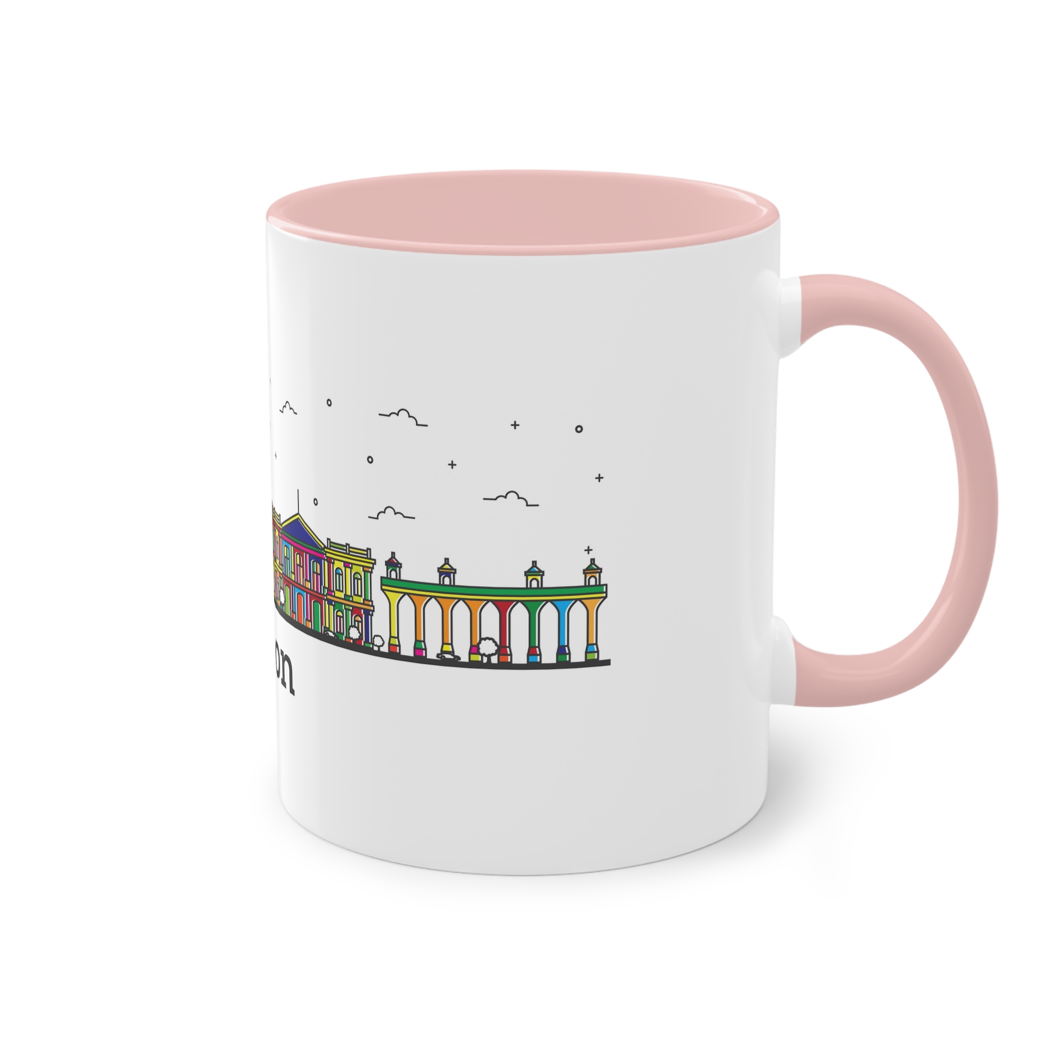 Lisbon Outline Bold Color Two Tone Coffee Mug 11oz - Image 48