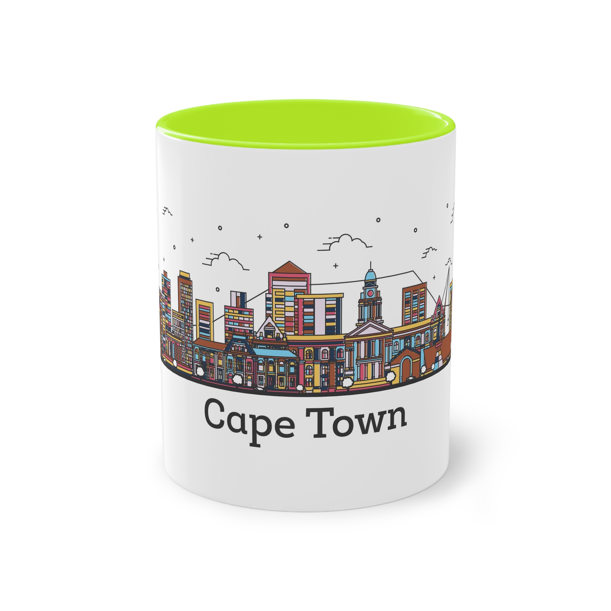 Cape Town Outline Bold Color Two Tone Coffee Mug 11oz - Image 25