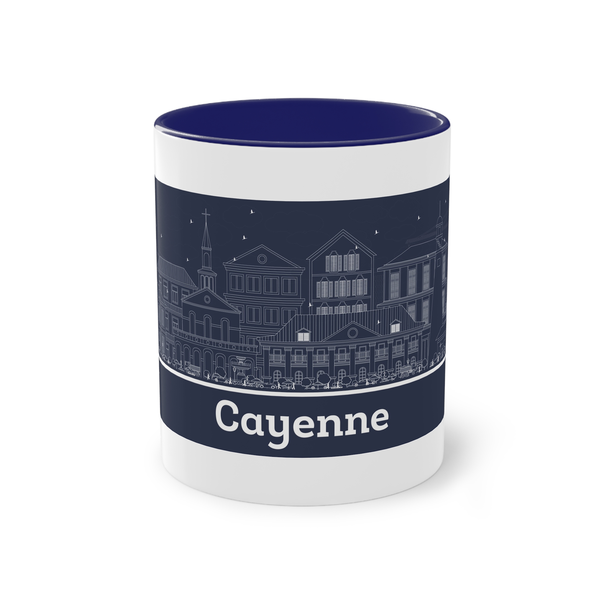 Cayenne Outline Inverse Two Tone Coffee Mug 11oz - Image 41