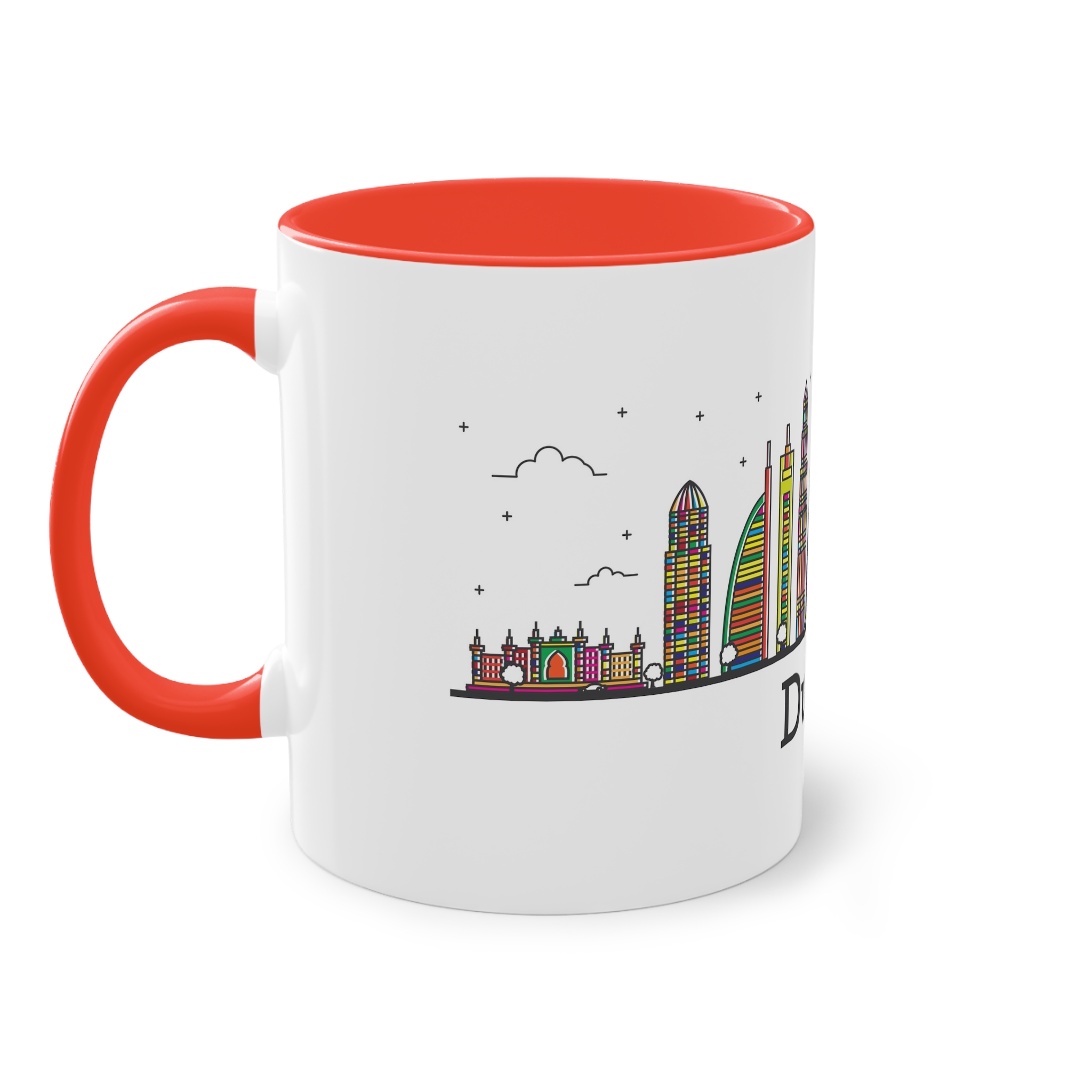 Dubai Outline Bold Color Two Tone Coffee Mug 11oz - Image 3