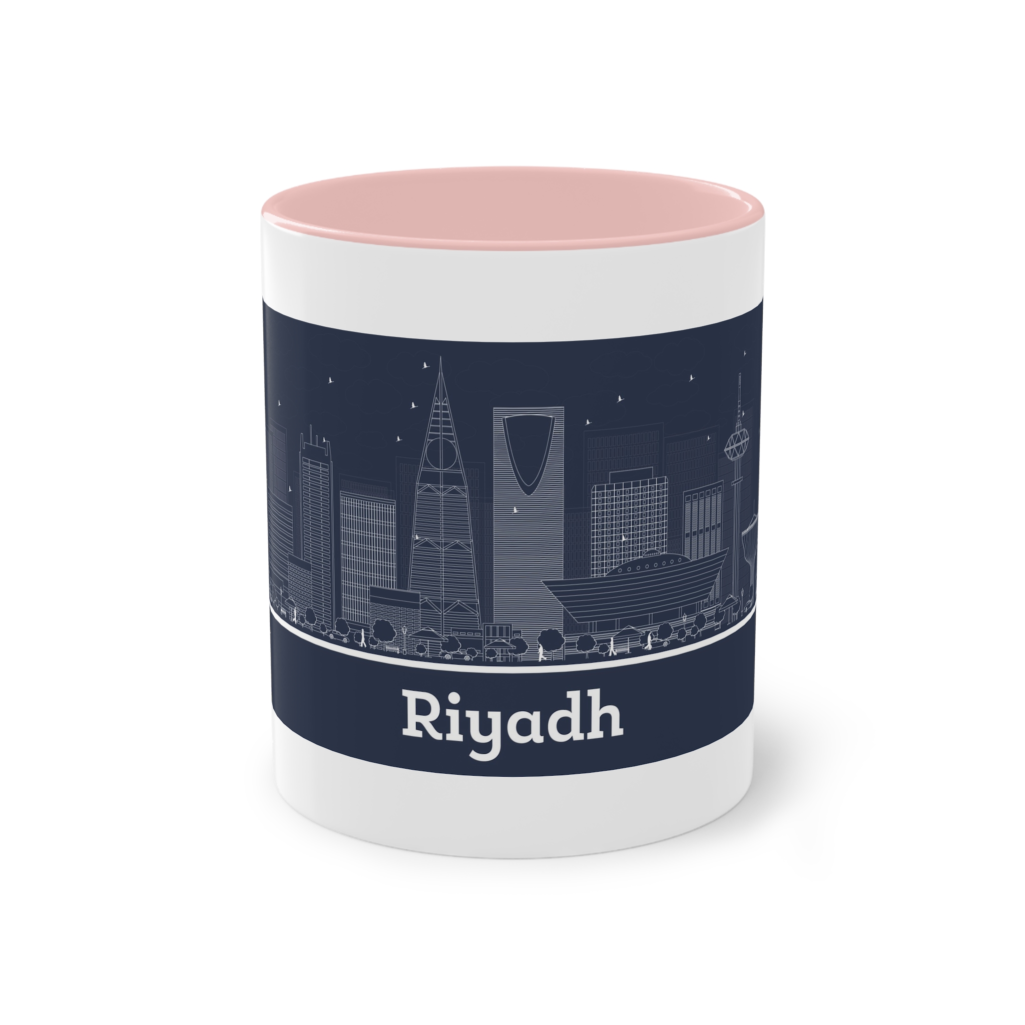 Riyadh Outline Inverse Two Tone Coffee Mug 11oz - Image 45