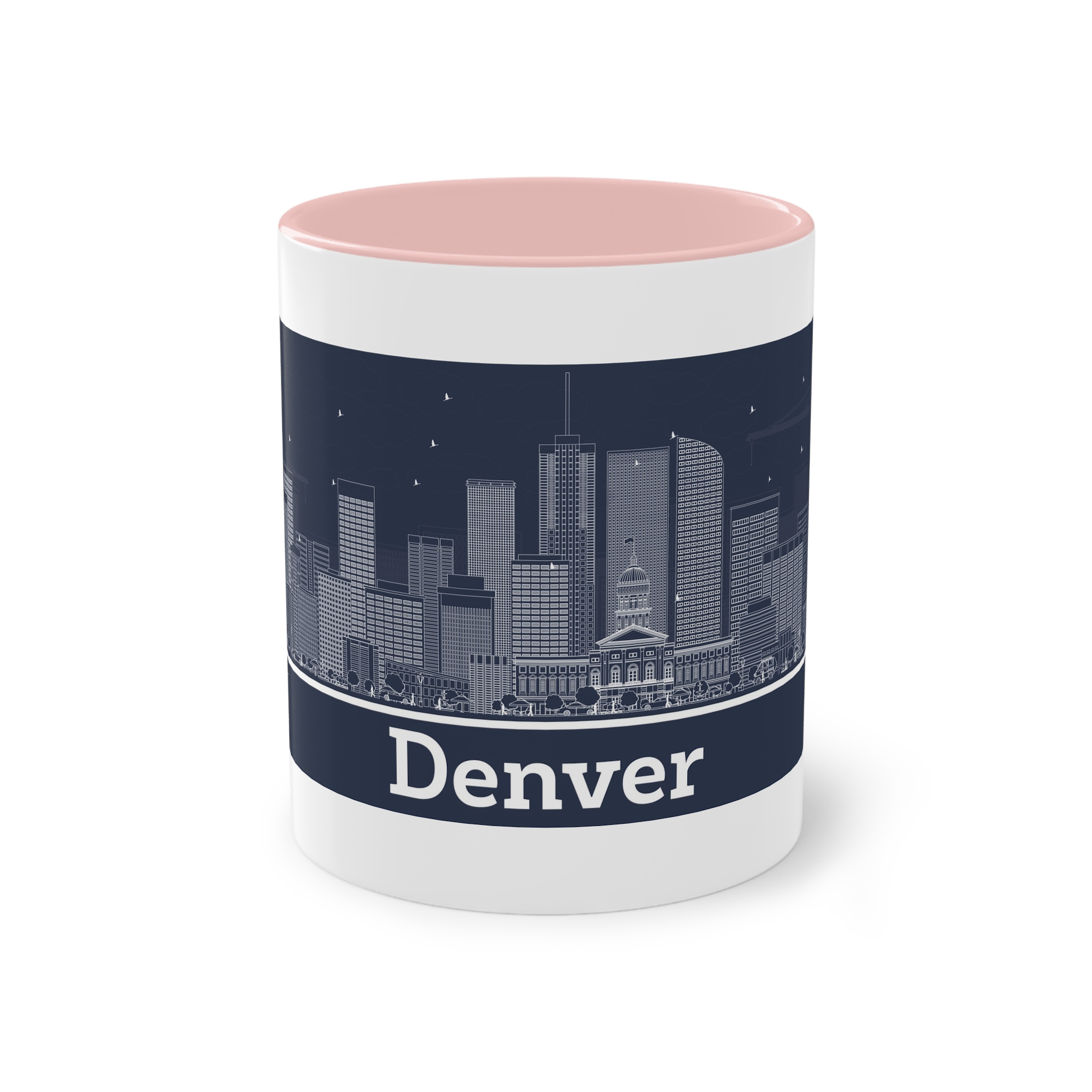 Denver Outline Inverse Two Tone Coffee Mug 11oz - Image 45