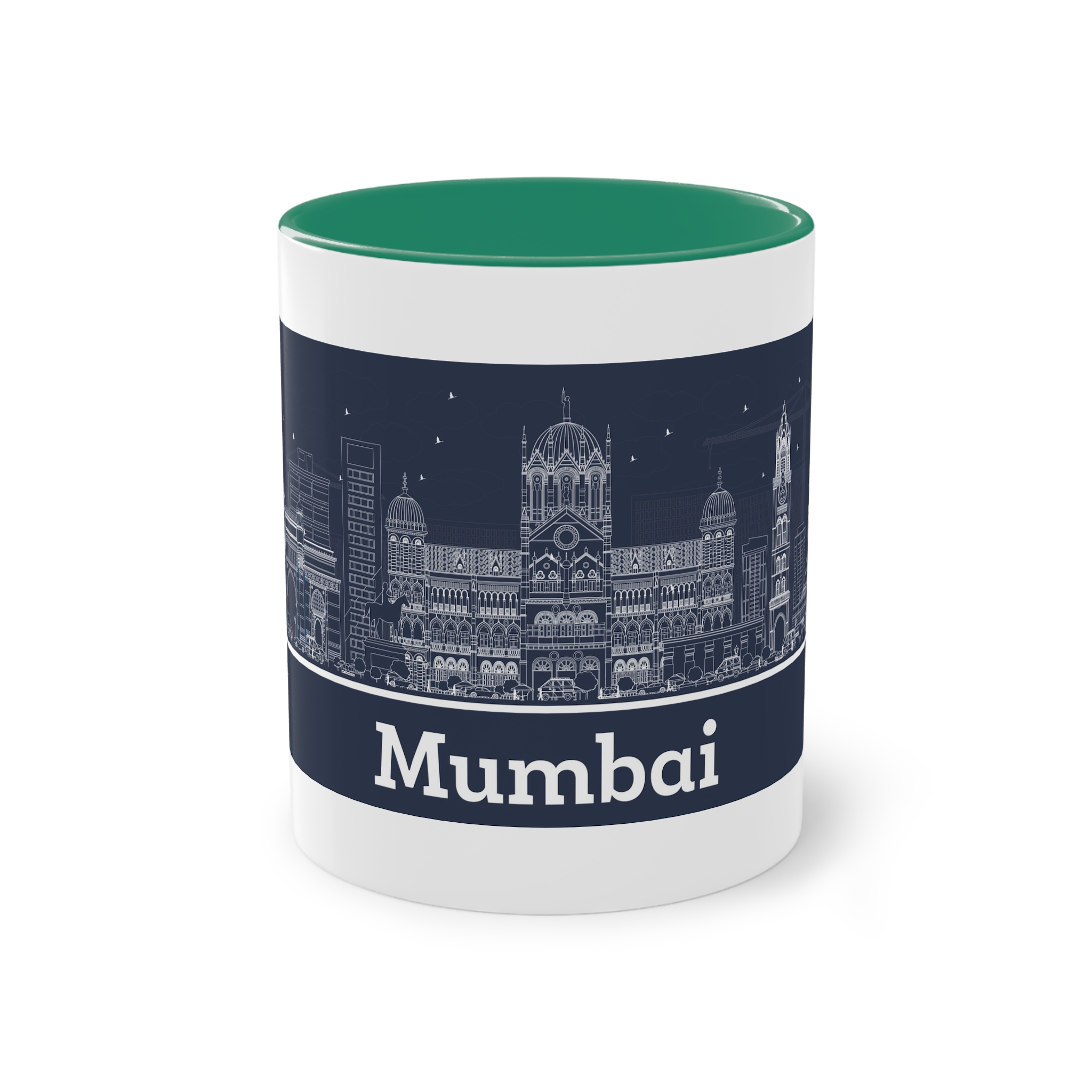 Mumbai Outline Inverse Two Tone Coffee Mug 11oz - Image 29