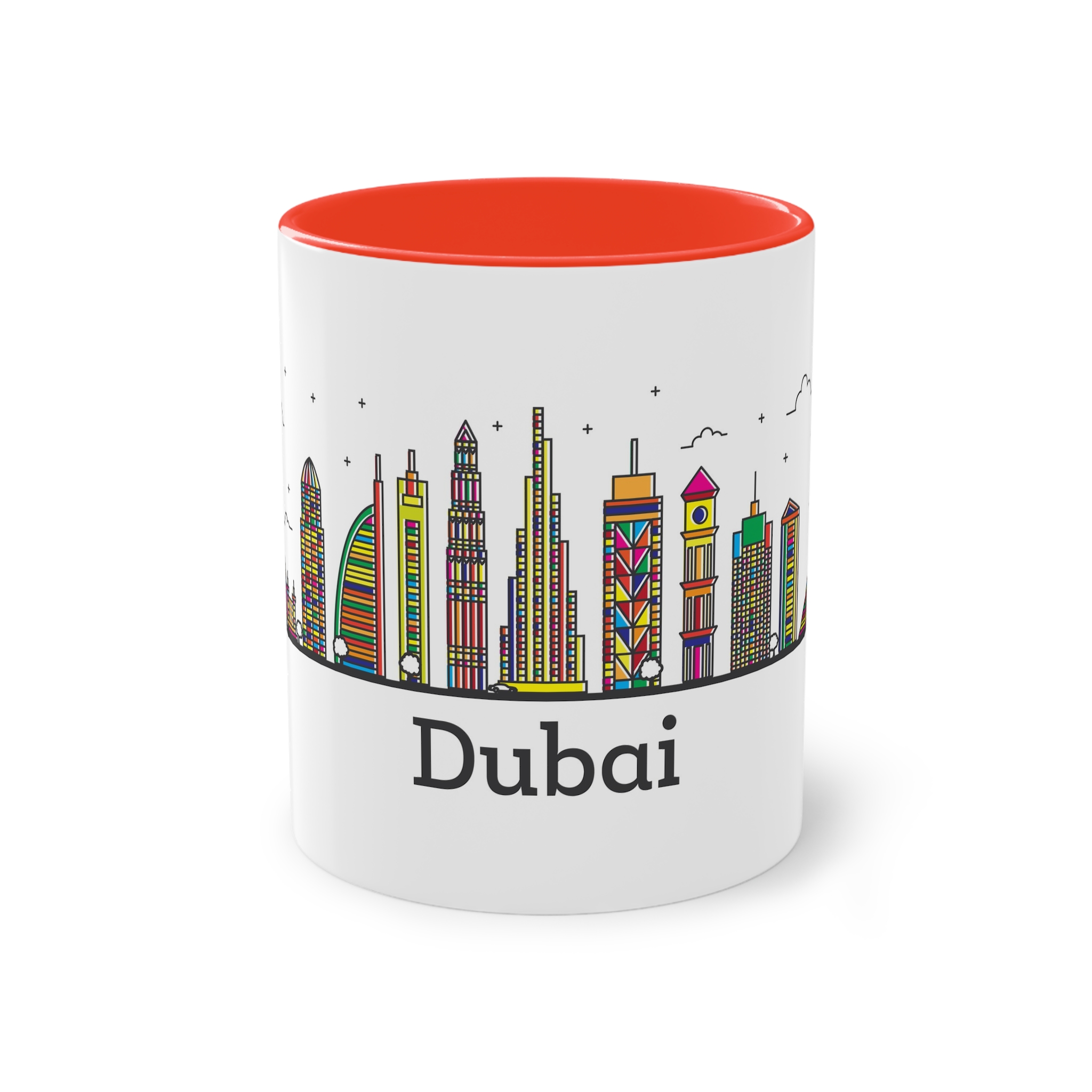 Dubai Outline Bold Color Two Tone Coffee Mug 11oz