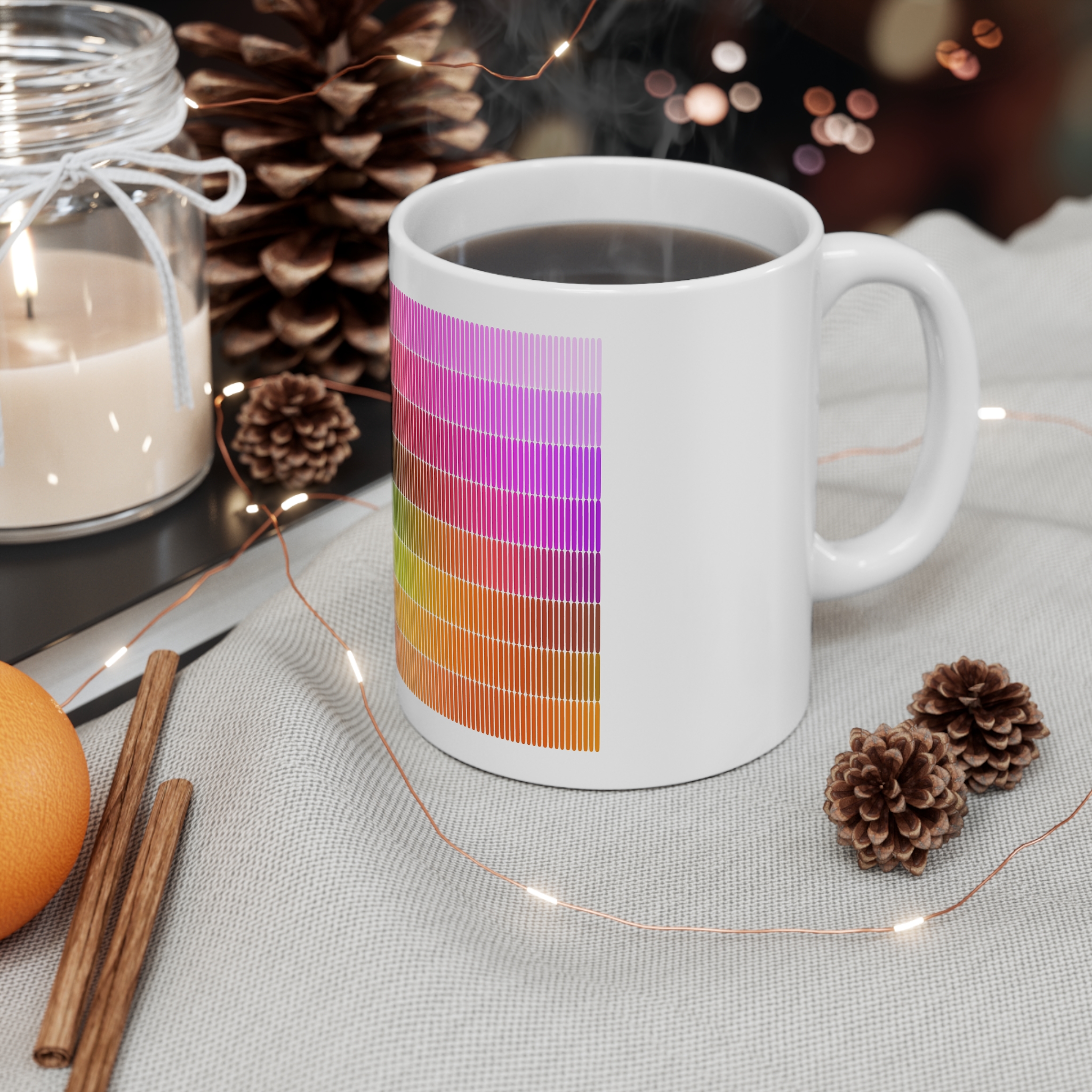 Rainbow Abstract Vector Background With Stripes 11oz White Mug - Image 4