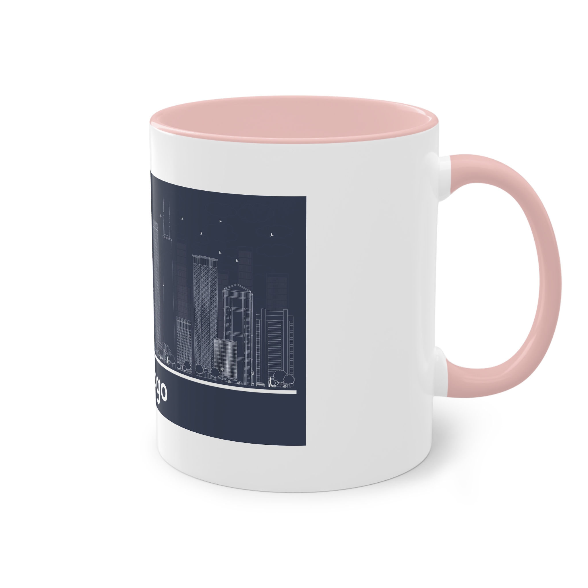 Chicago Outline Inverse Two Tone Coffee Mug 11oz - Image 48