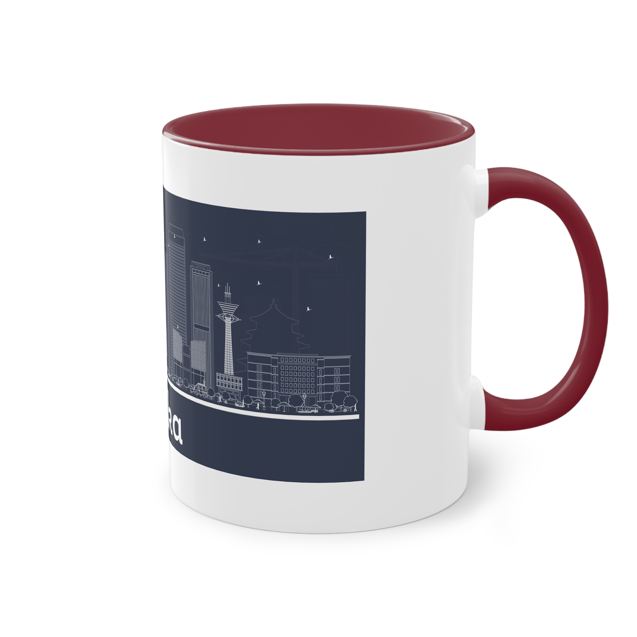 Osaka Outline Inverse Two Tone Coffee Mug 11oz - Image 8