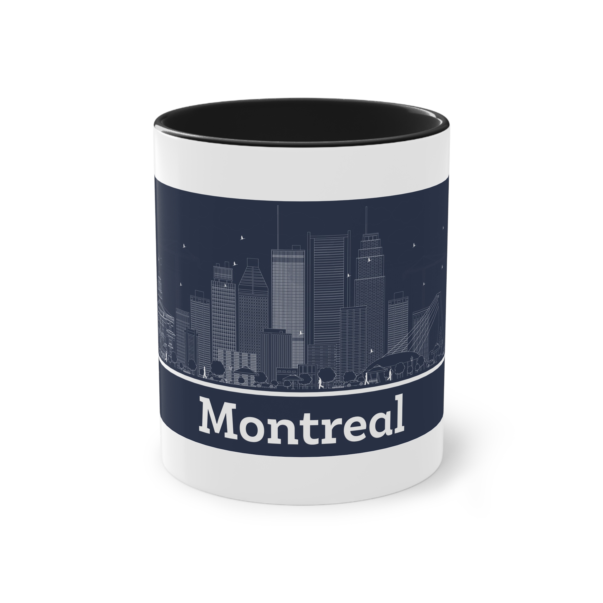 Montreal Outline Inverse Two Tone Coffee Mug 11oz - Image 9