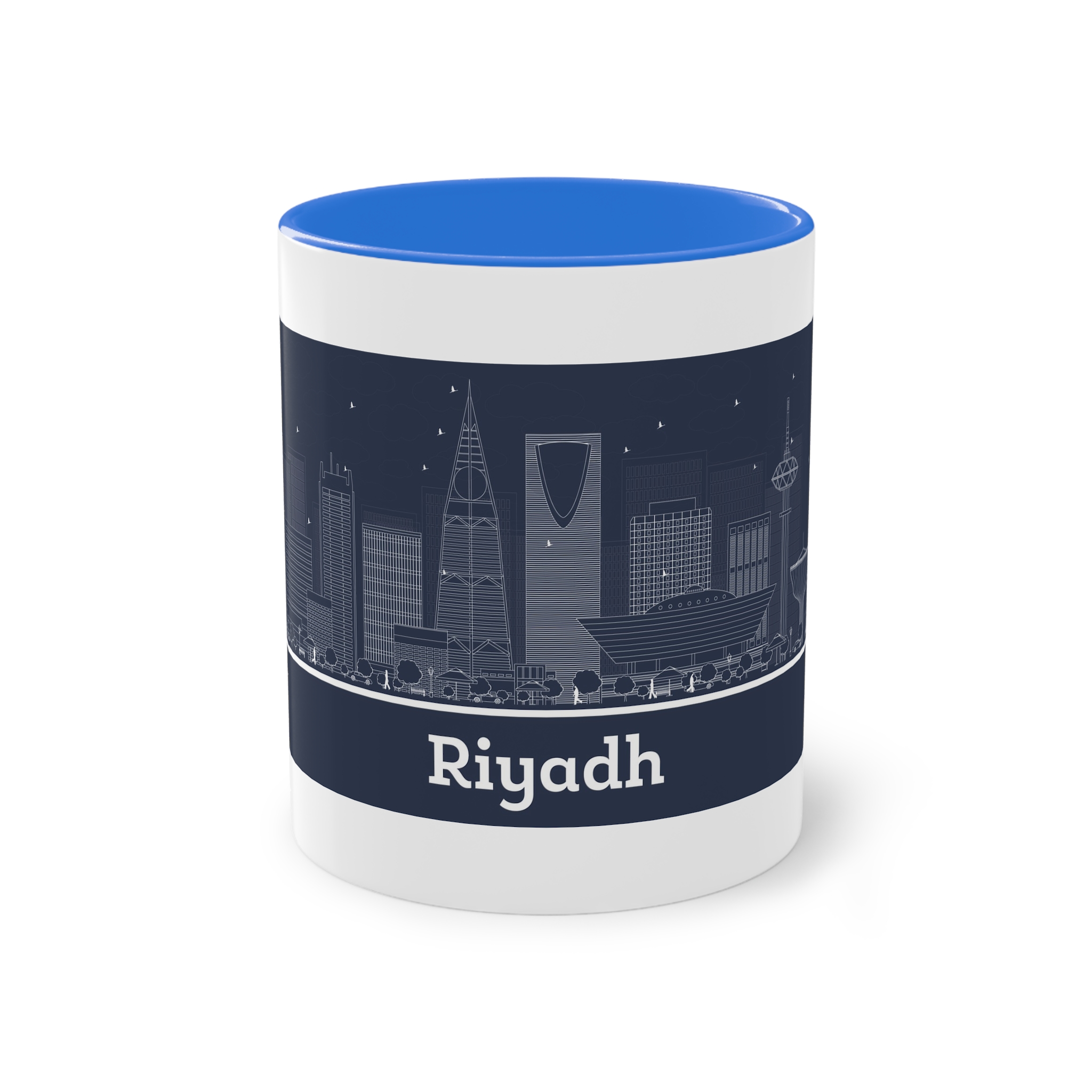 Riyadh Outline Inverse Two Tone Coffee Mug 11oz - Image 37