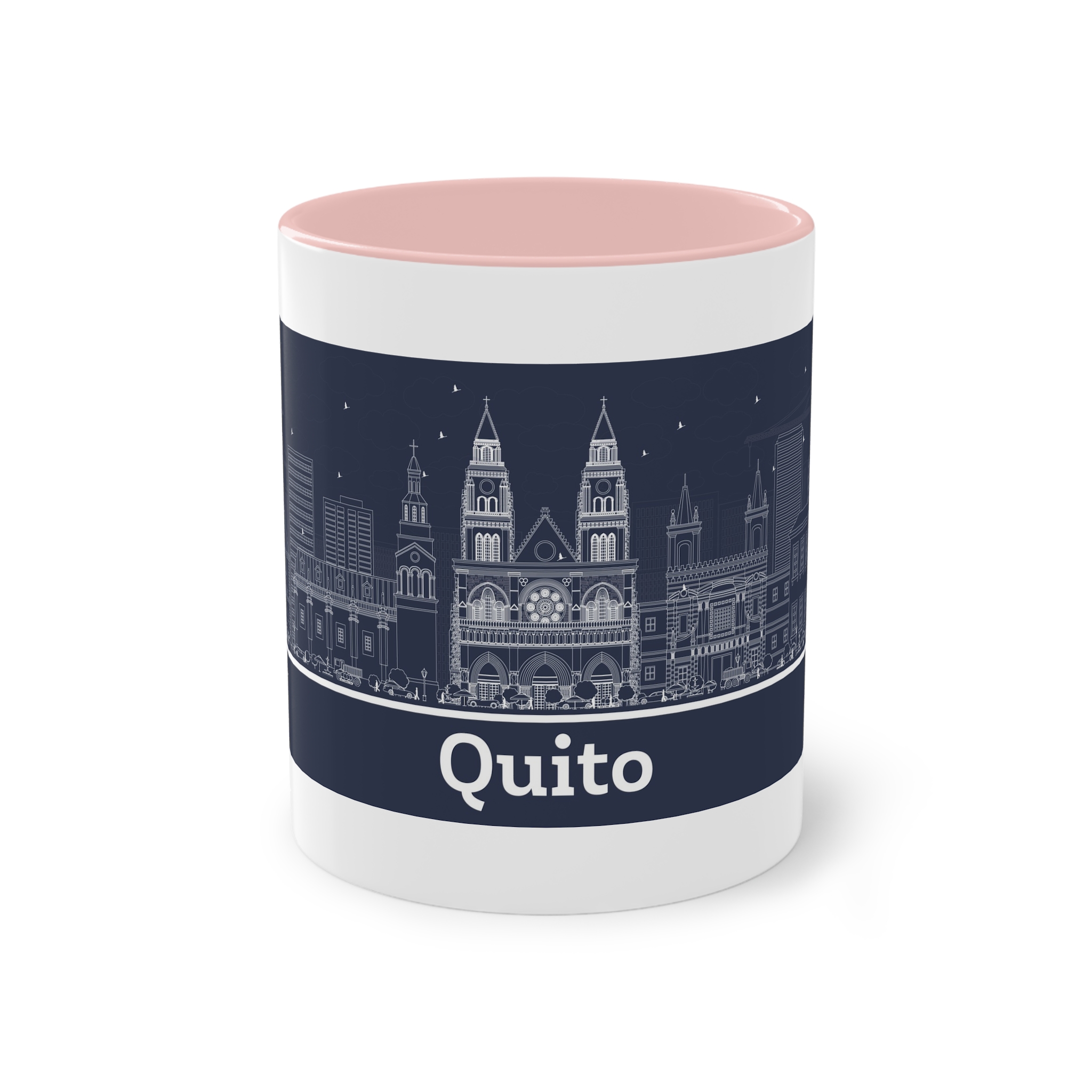 Quito Outline Inverse Two Tone Coffee Mug 11oz - Image 45