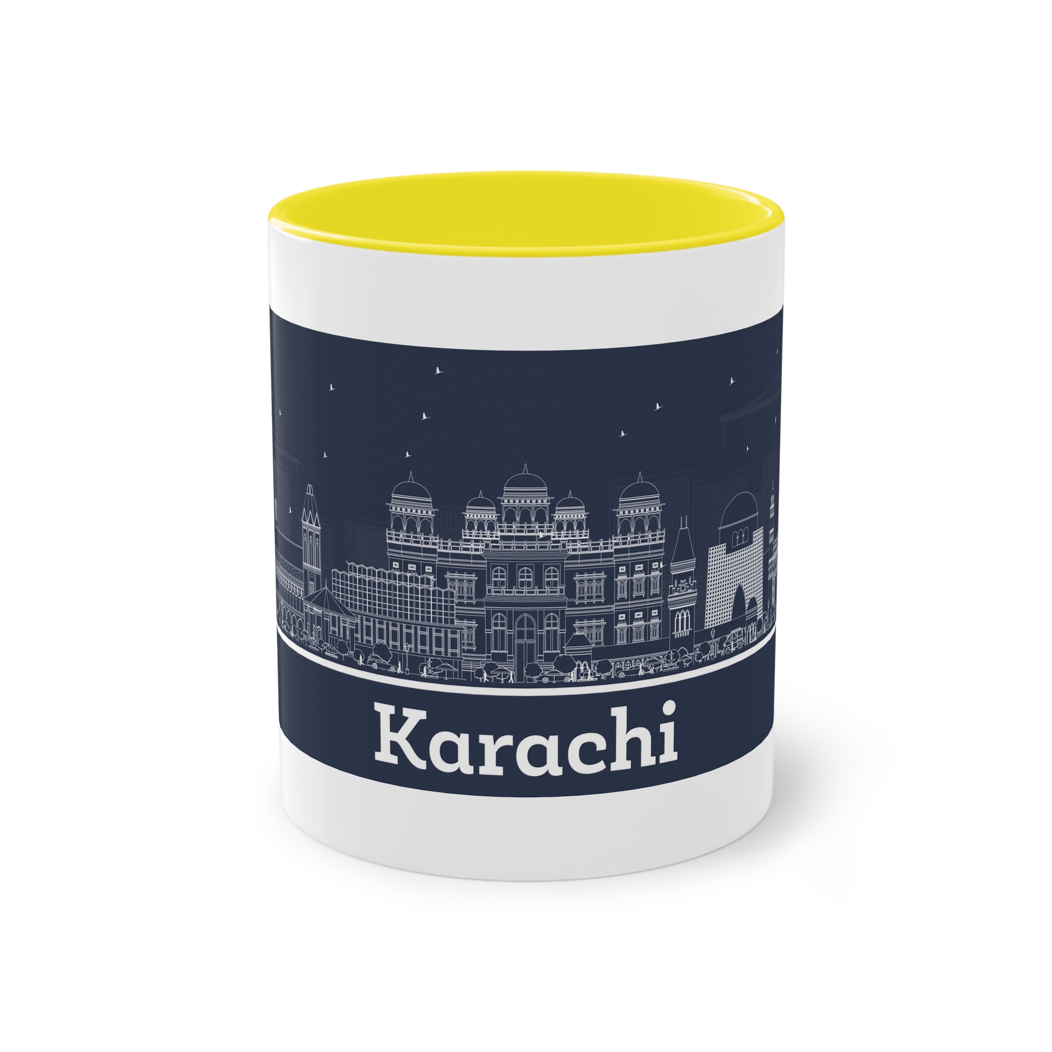 Karachi Outline Inverse Two Tone Coffee Mug 11oz - Image 21