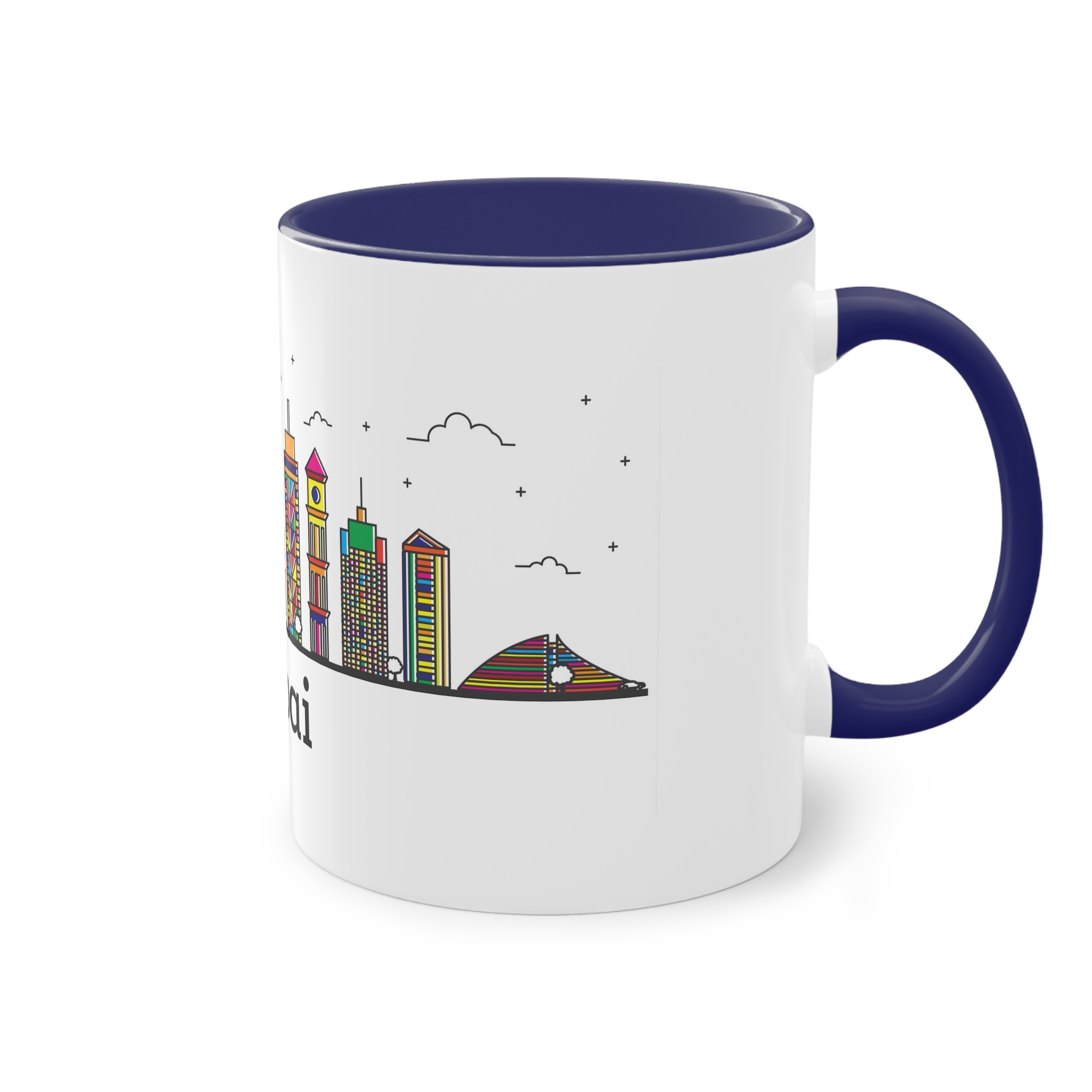Dubai Outline Bold Color Two Tone Coffee Mug 11oz - Image 44