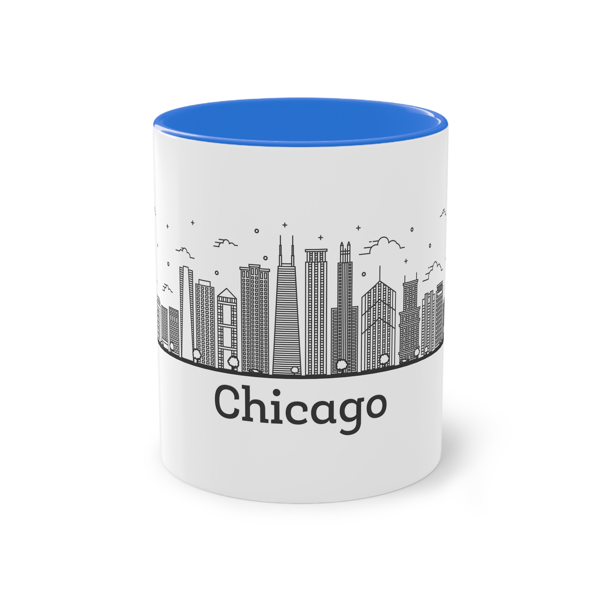 Chicago Outline Bold Two Tone Coffee Mug 11oz - Image 37