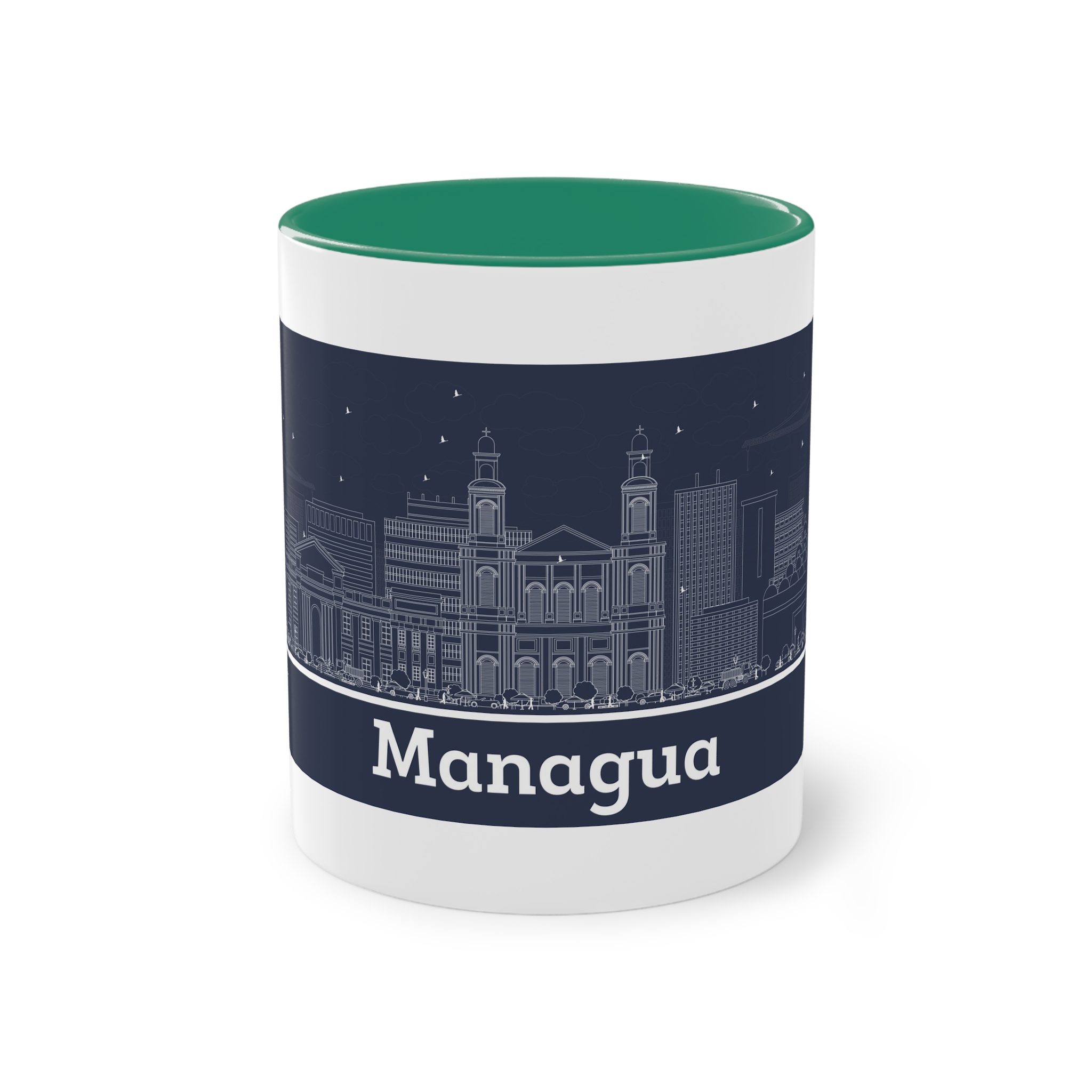 Managua Outline Inverse Two Tone Coffee Mug 11oz - Image 29
