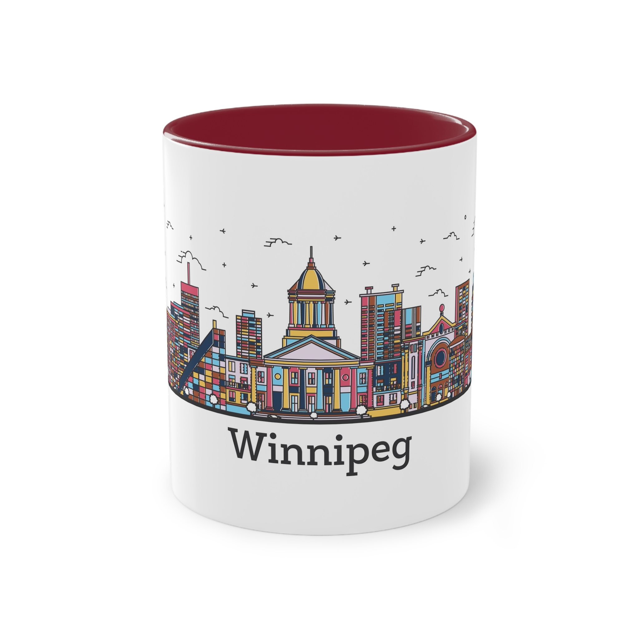 Winnipeg Outline Bold Color Two Tone Coffee Mug 11oz - Image 5
