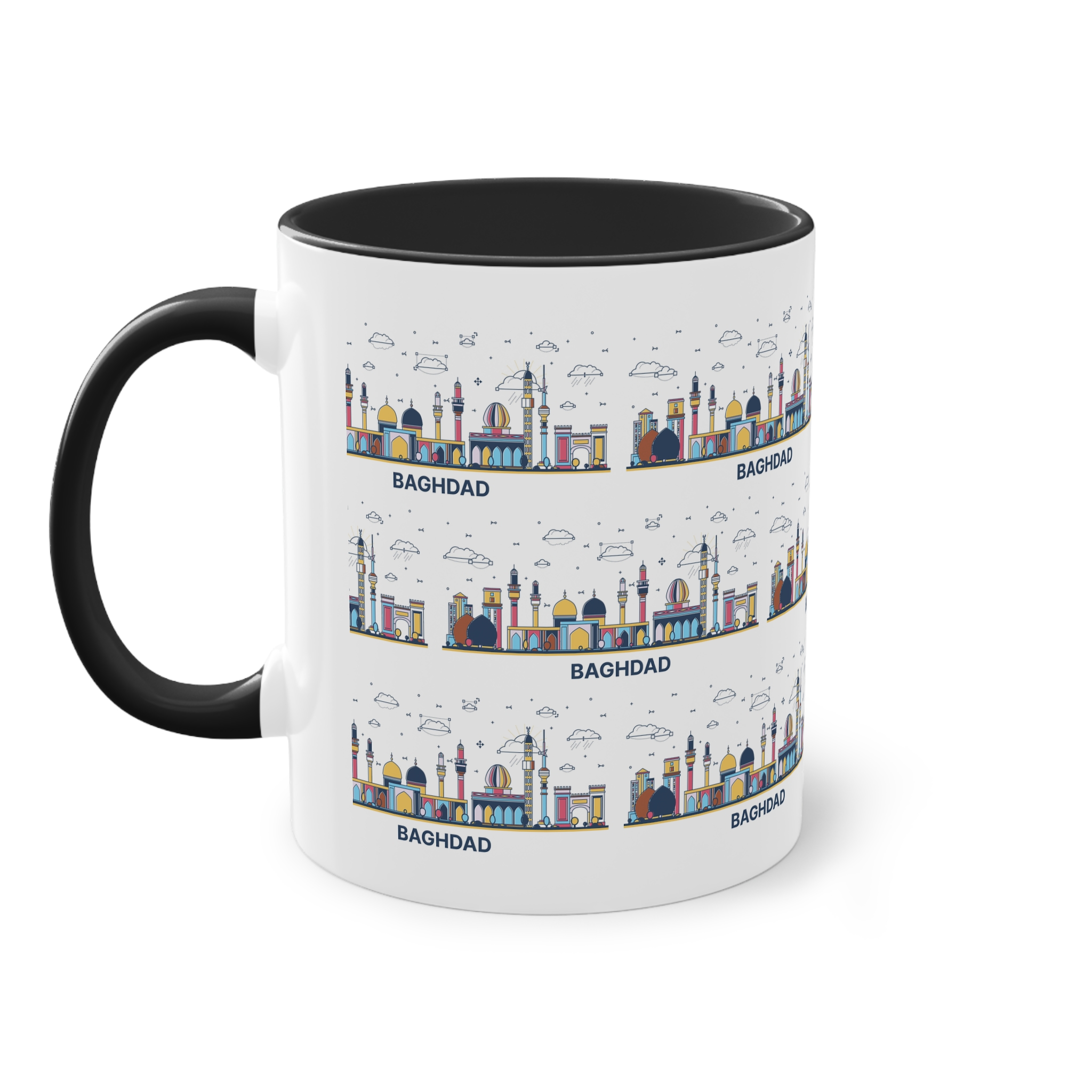 Baghdad Outline Bold Color Two Tone Coffee Mug 11oz - Image 11