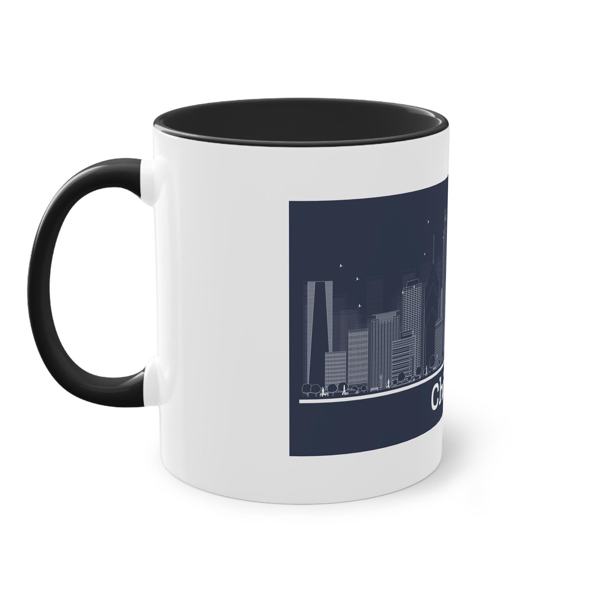 Chicago Outline Inverse Two Tone Coffee Mug 11oz - Image 11