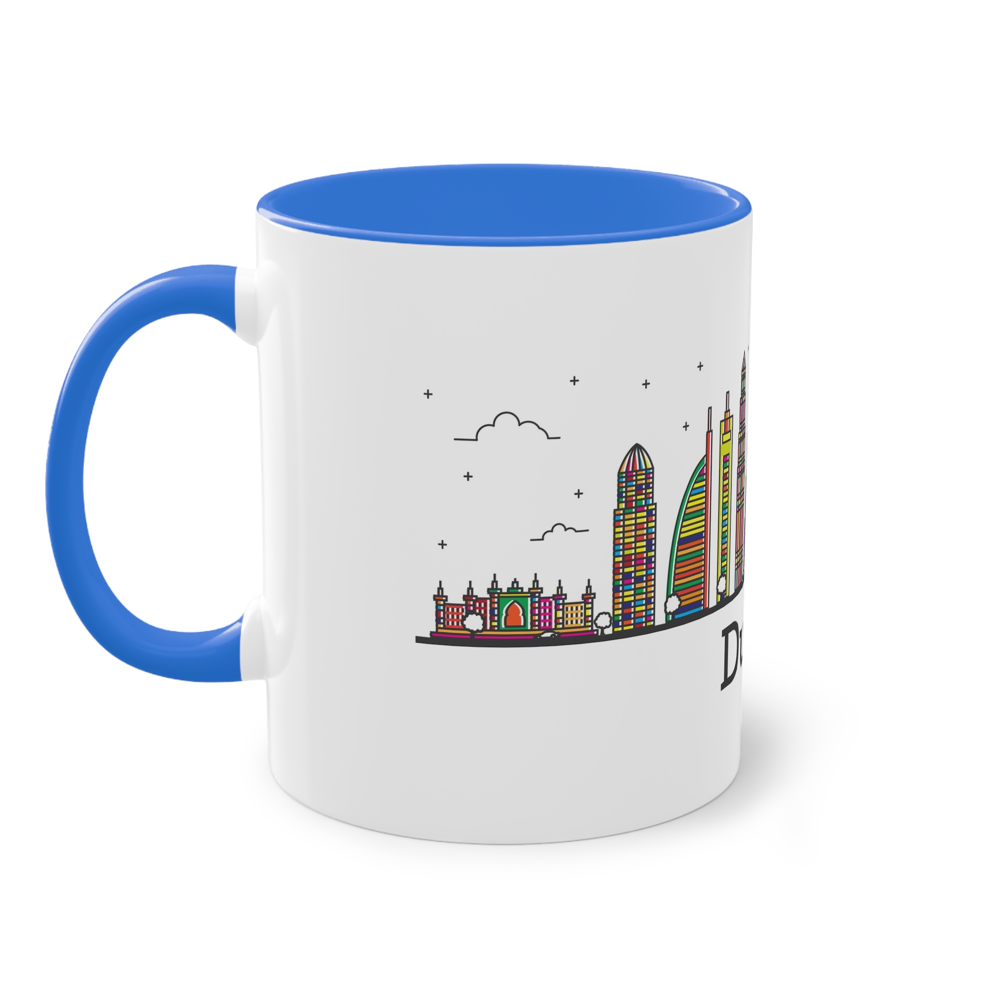 Dubai Outline Bold Color Two Tone Coffee Mug 11oz - Image 39