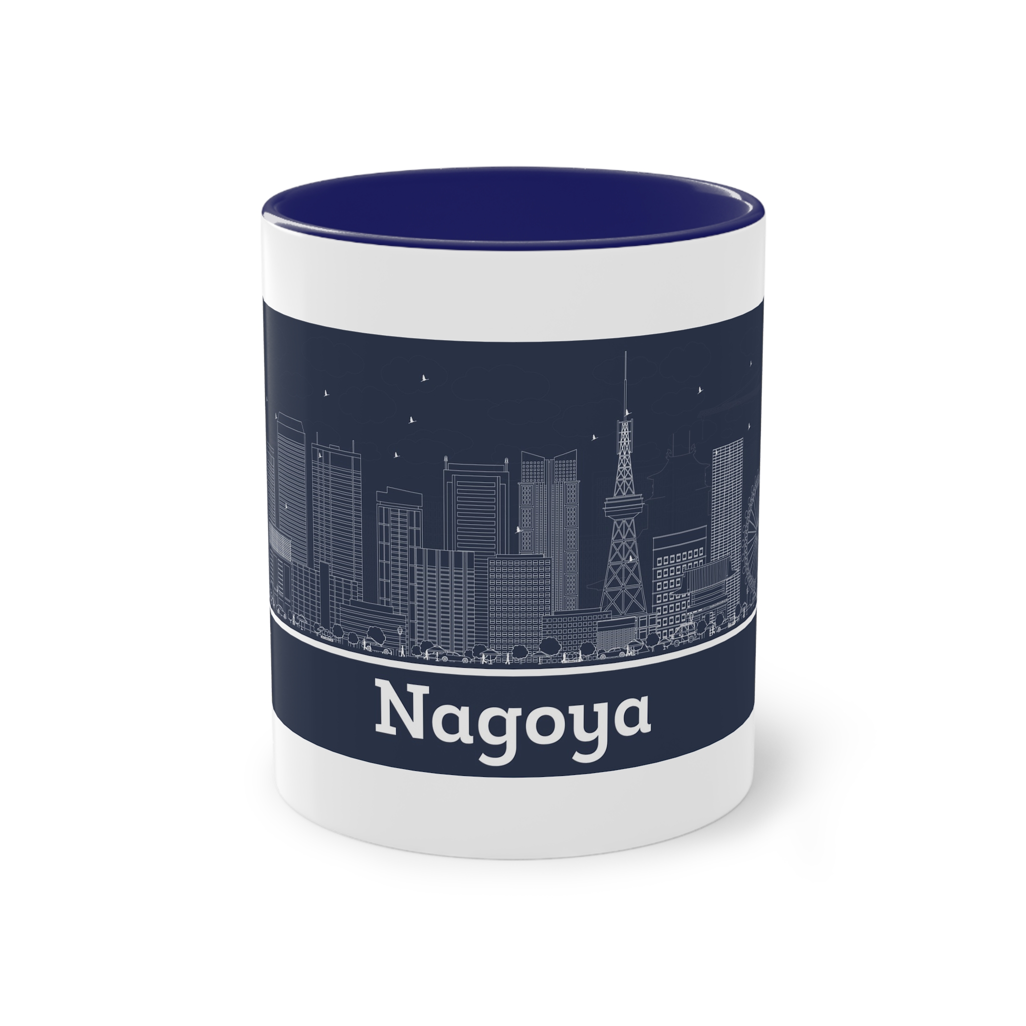 Nagoya Outline Inverse Two Tone Coffee Mug 11oz - Image 41