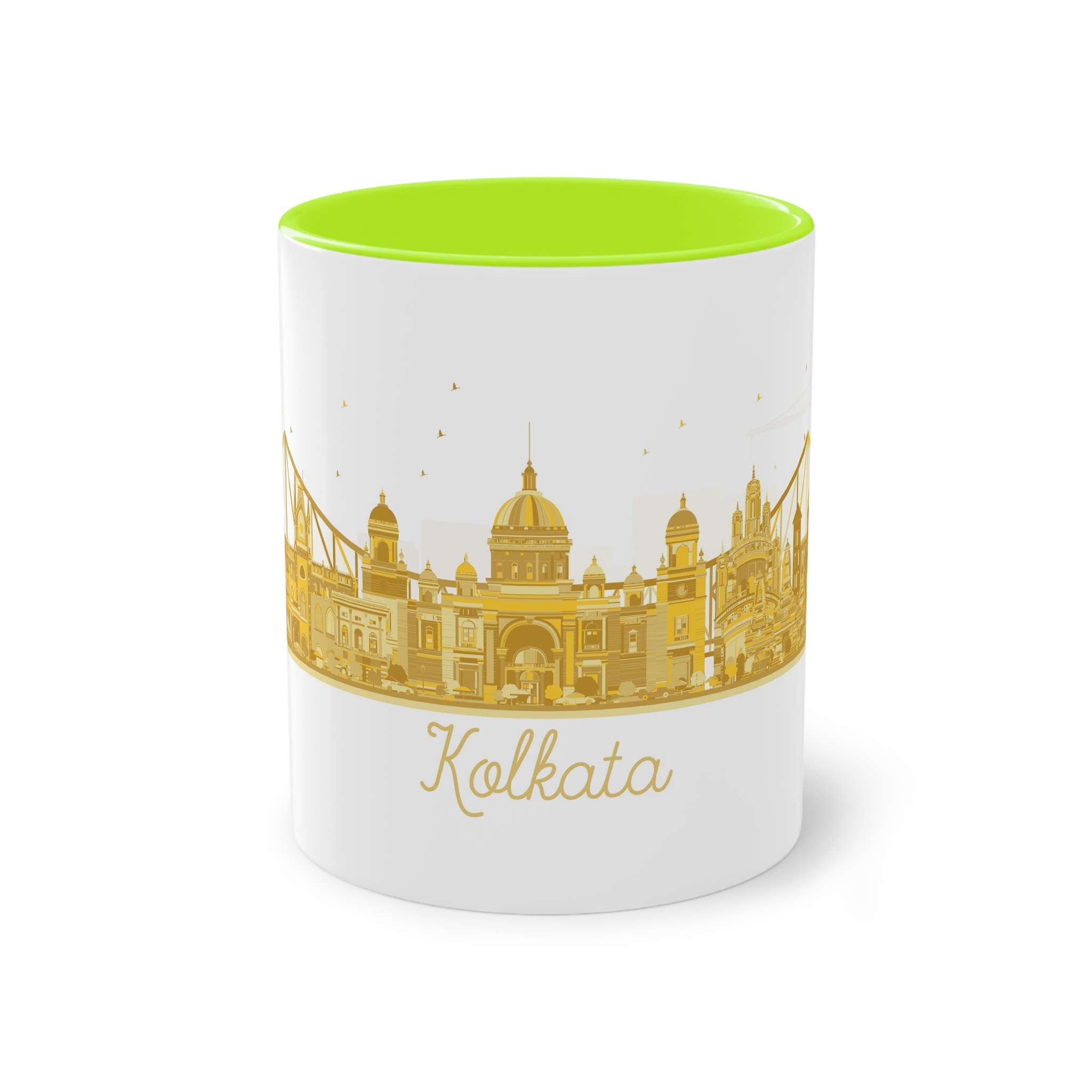 Kolkata Silhouette Golden 1 Two Tone Coffee Mug 11oz - Image 25