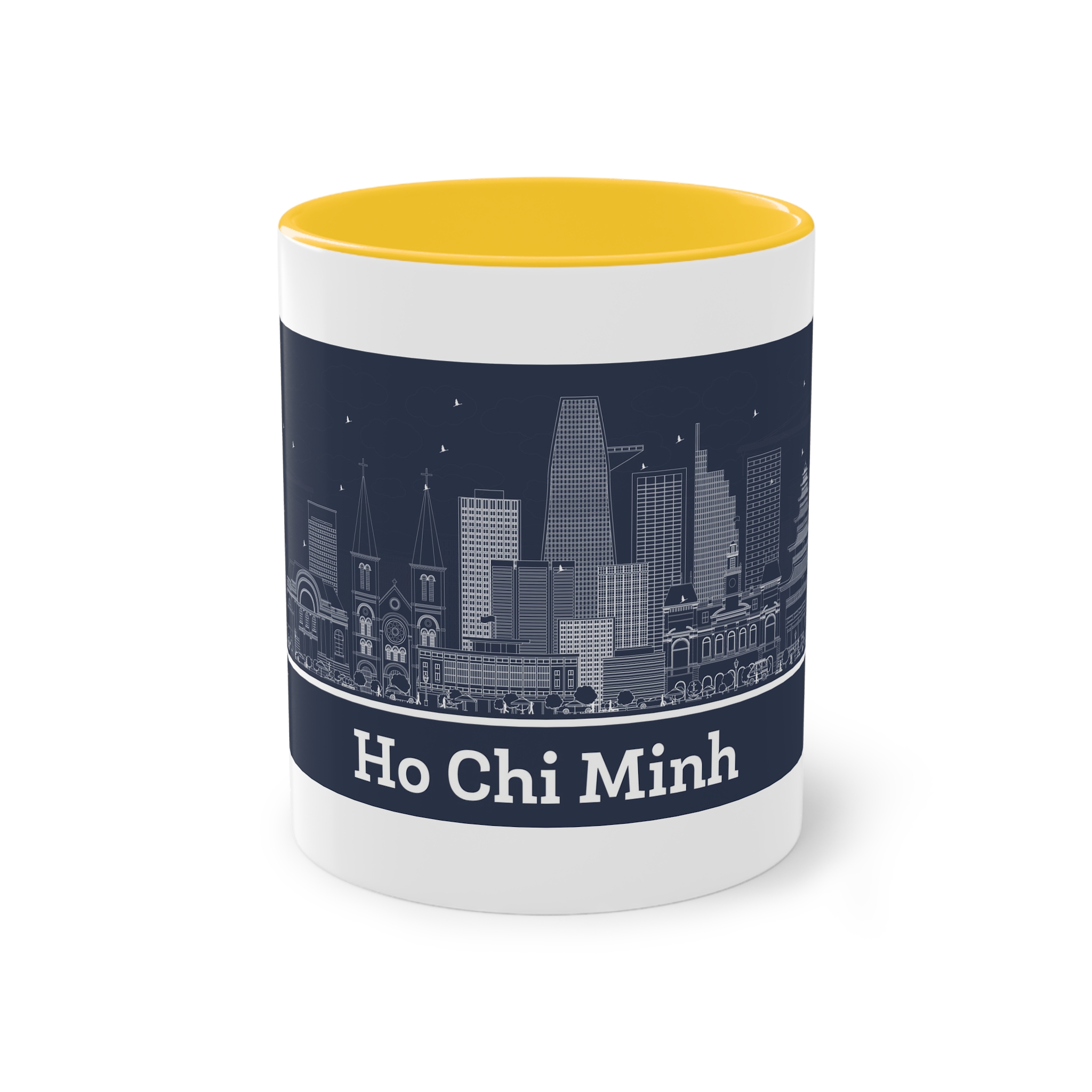 Ho Chi Minh Outline Inverse Two Tone Coffee Mug 11oz - Image 17